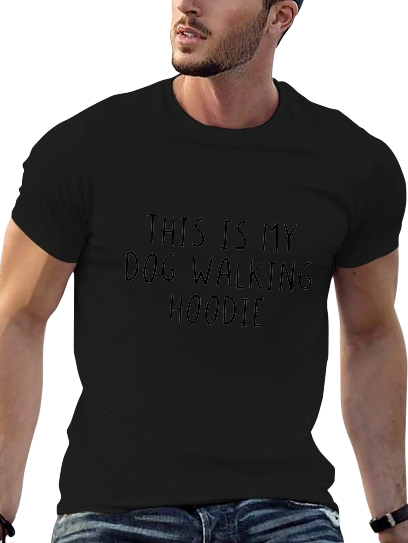 Funny Dog Walking T-Shirt Unisex Black Tee