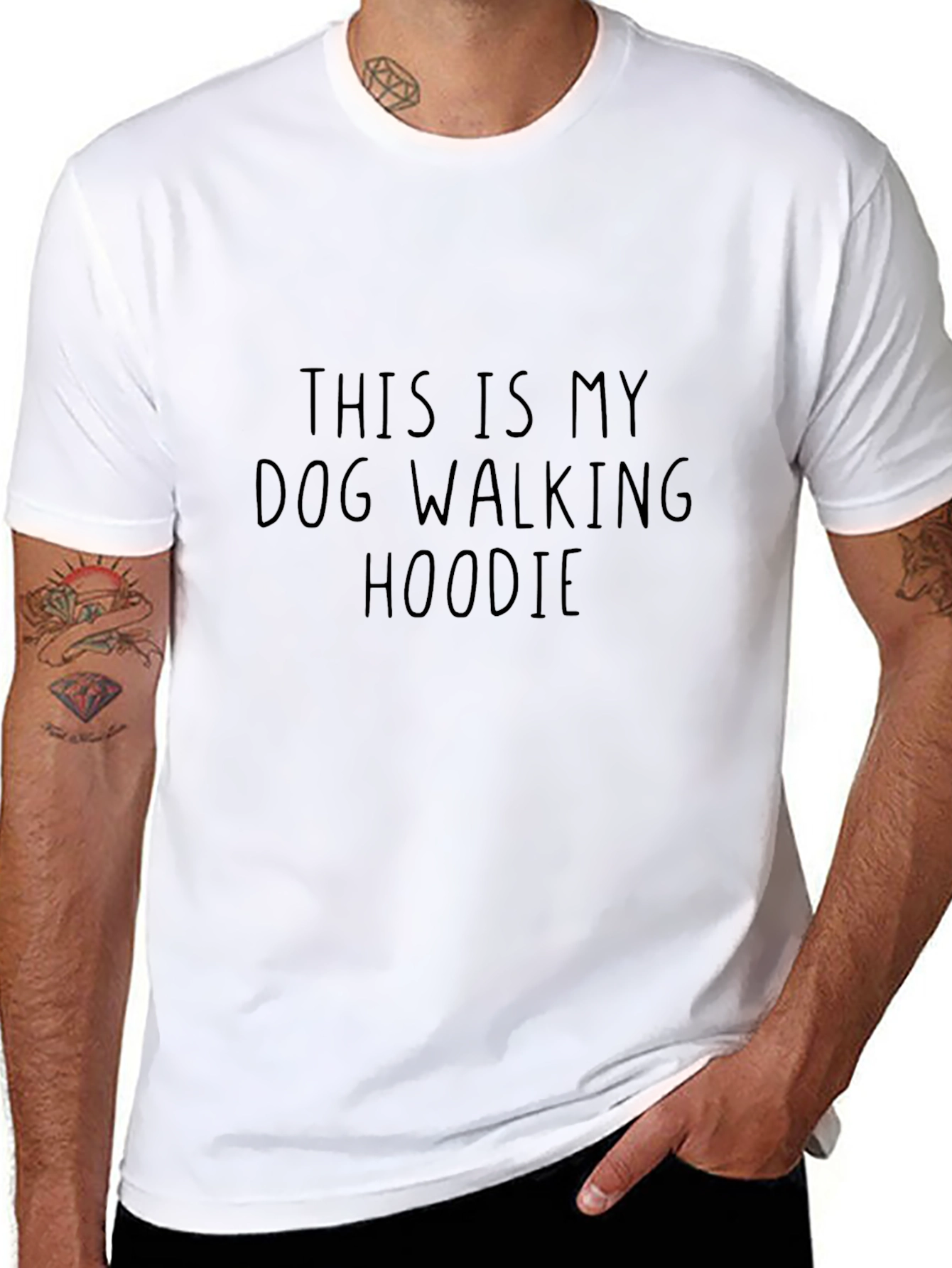 Funny Dog Walking T-Shirt Unisex Black Tee