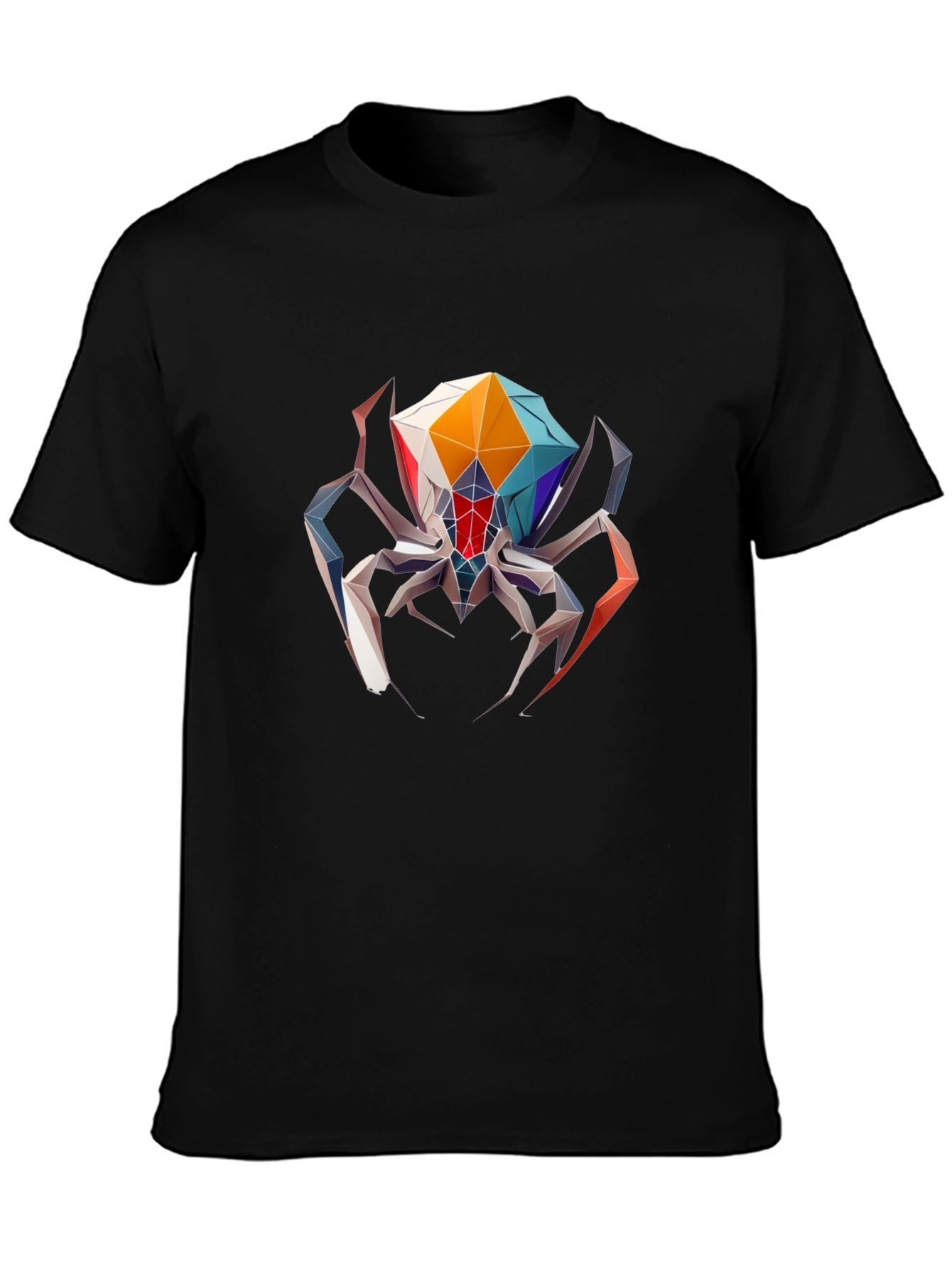 Geometric Spider Graphic Tee - Black