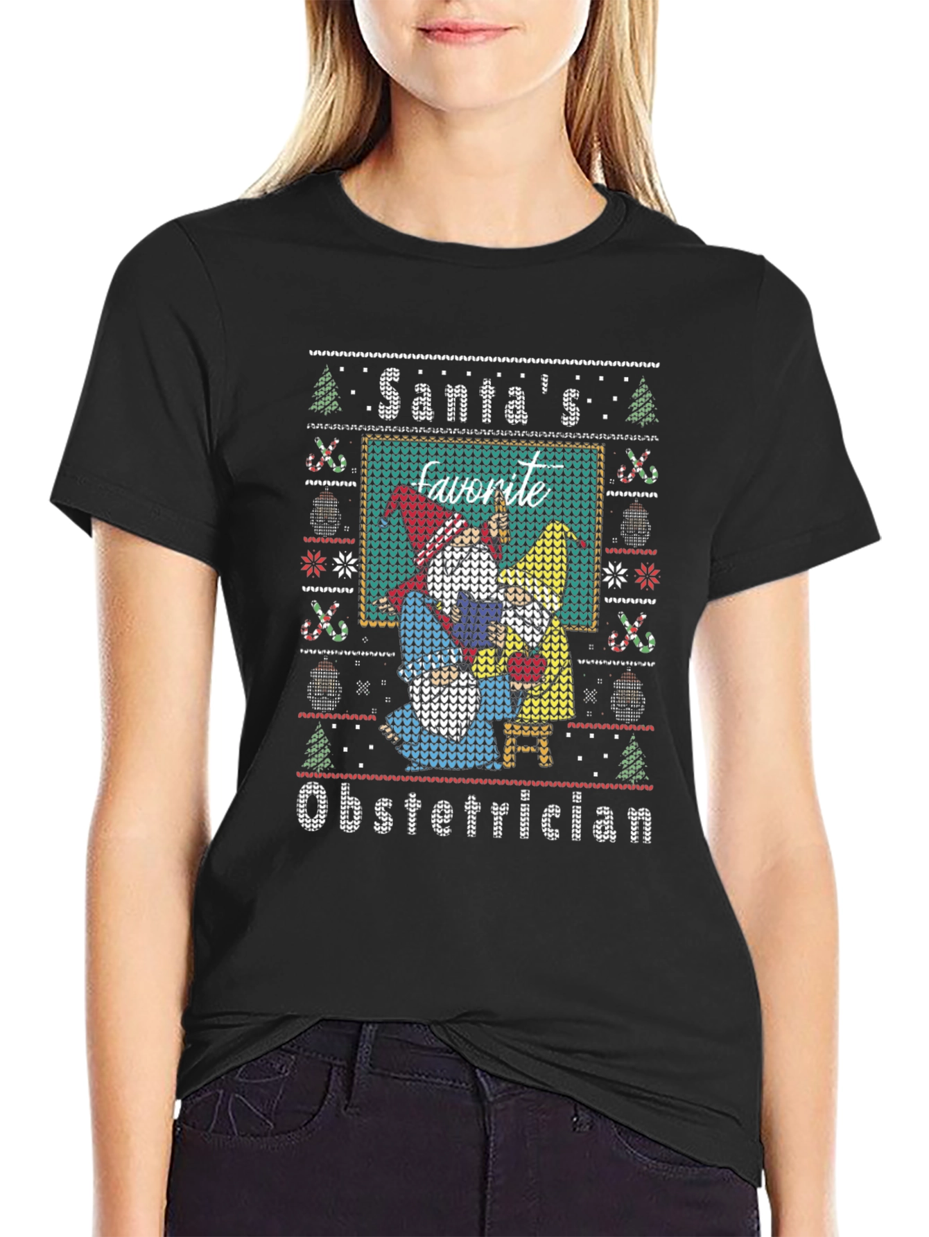 Santas Favorite Obstetrician Ugly Christmas Sweater T-Shirt