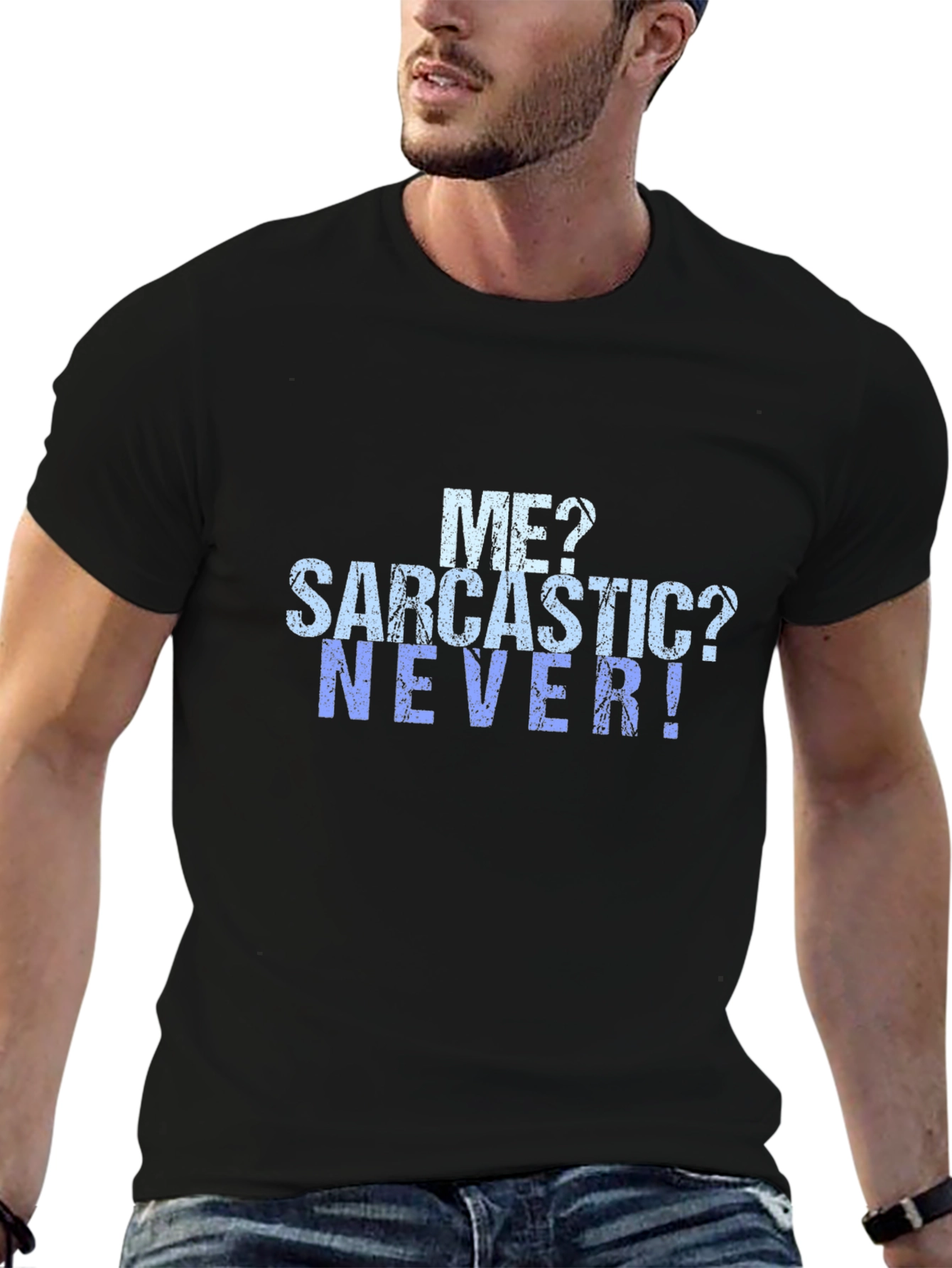 Sarcastic? Never! Graphic Tee - Mens Black T-Shirt