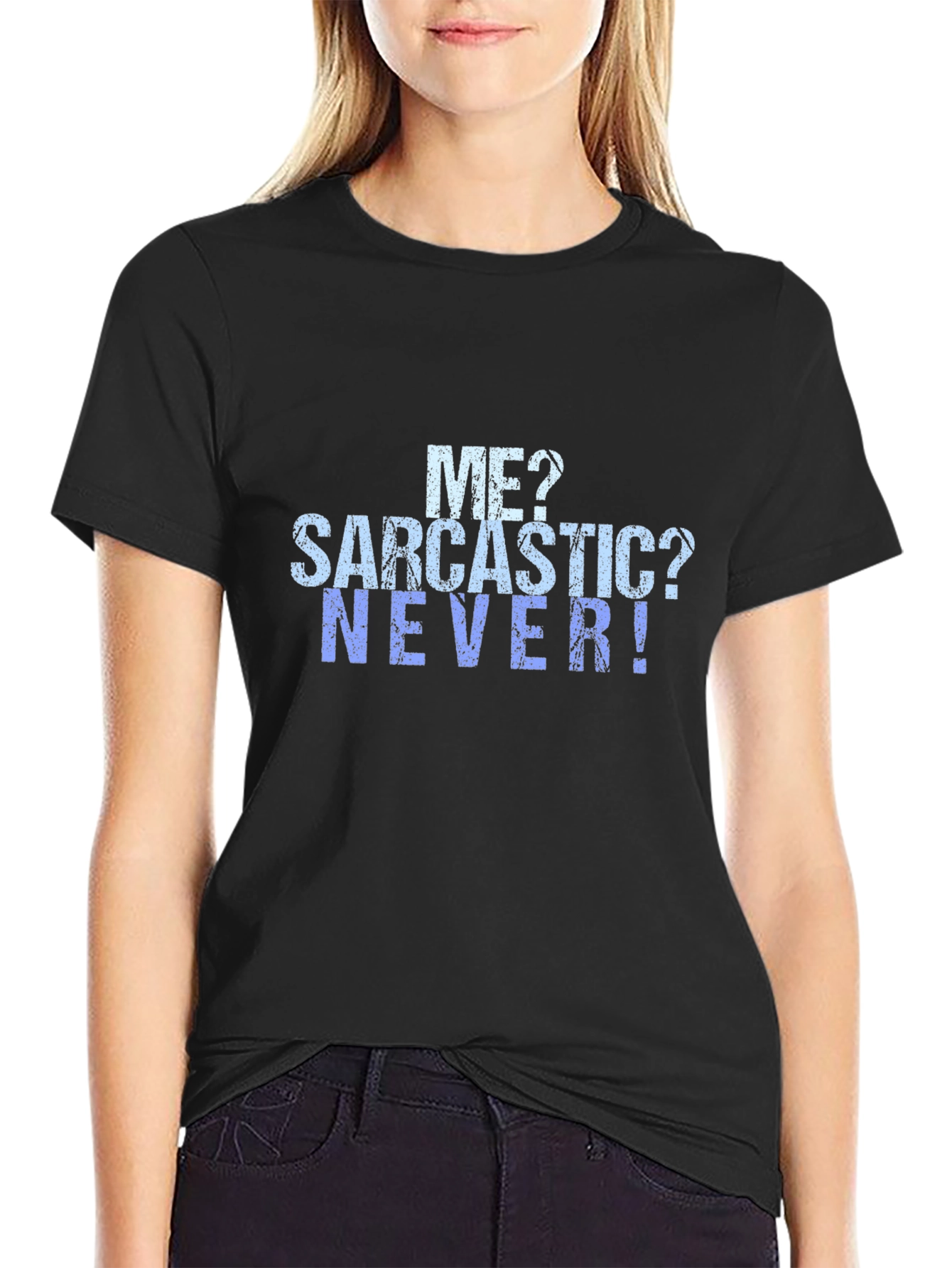 Sarcastic? Never! Graphic Tee - Mens Black T-Shirt