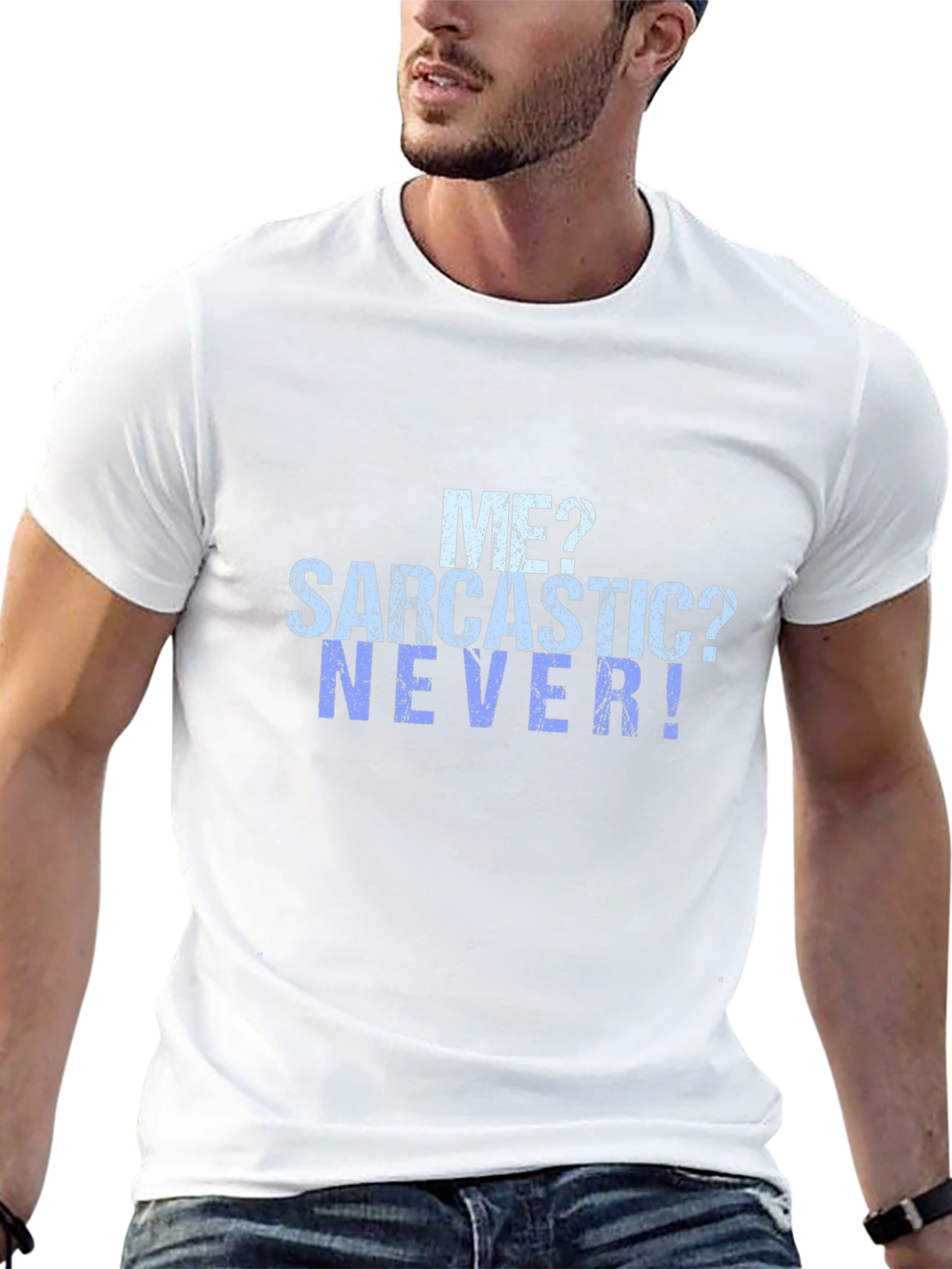 Sarcastic? Never! Graphic Tee - Mens Black T-Shirt