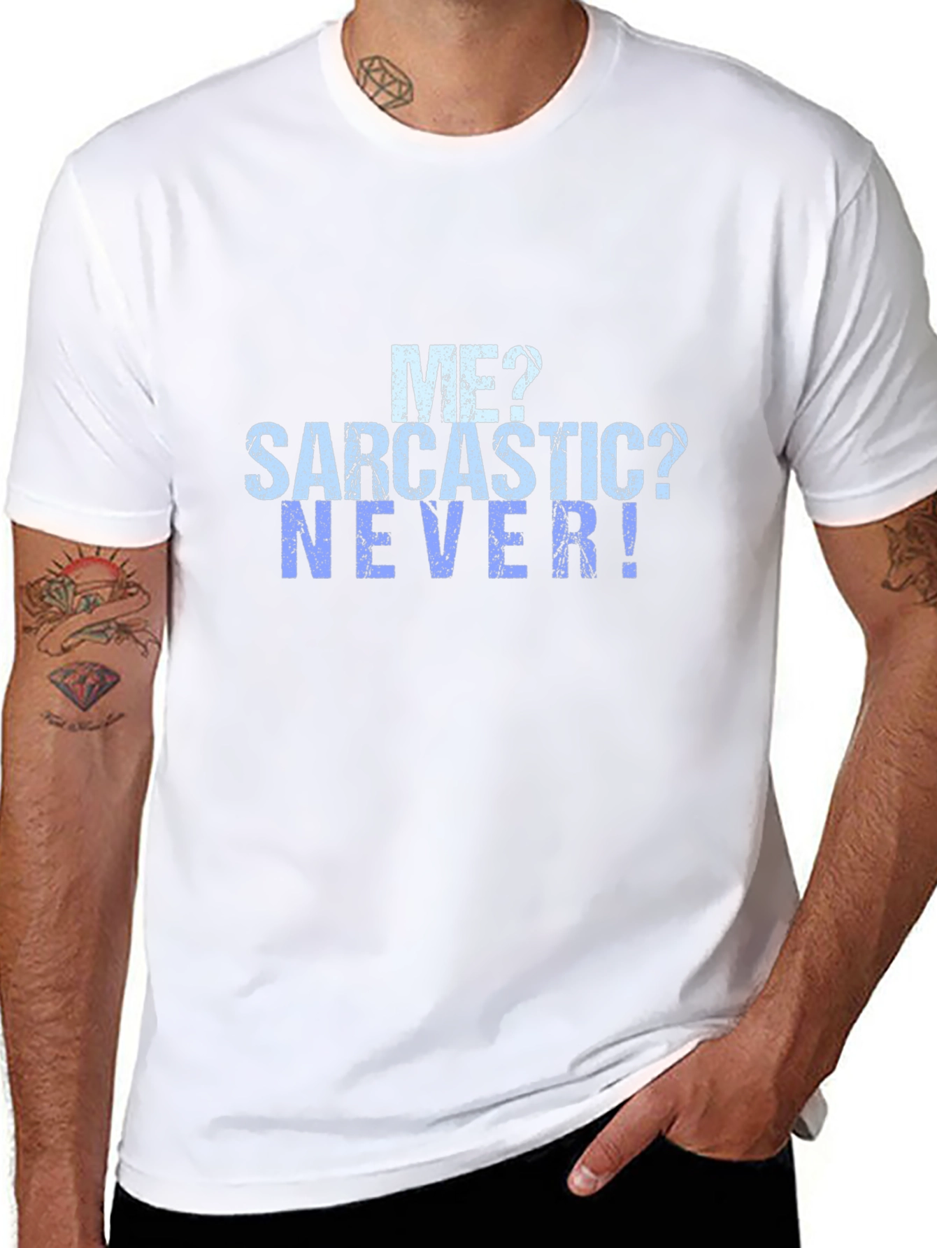 Sarcastic? Never! Graphic Tee - Mens Black T-Shirt