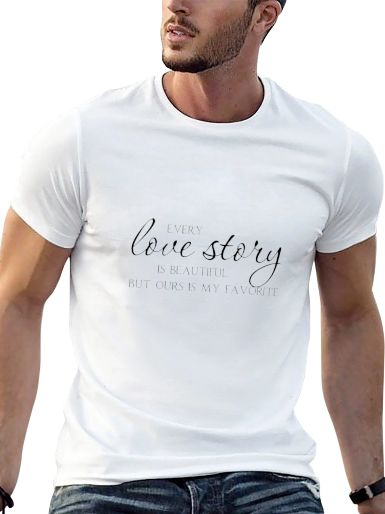 Love Story Graphic Print Black T-Shirt