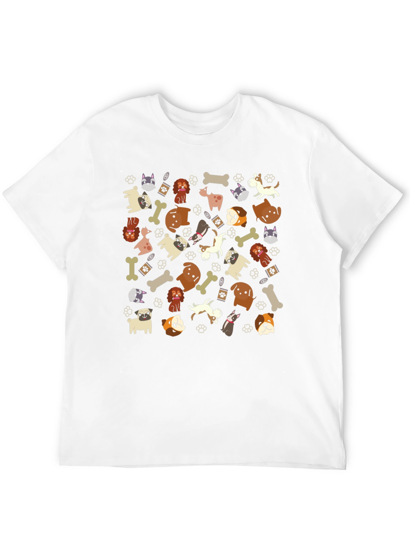 Dog Breed Pattern Black T-Shirt