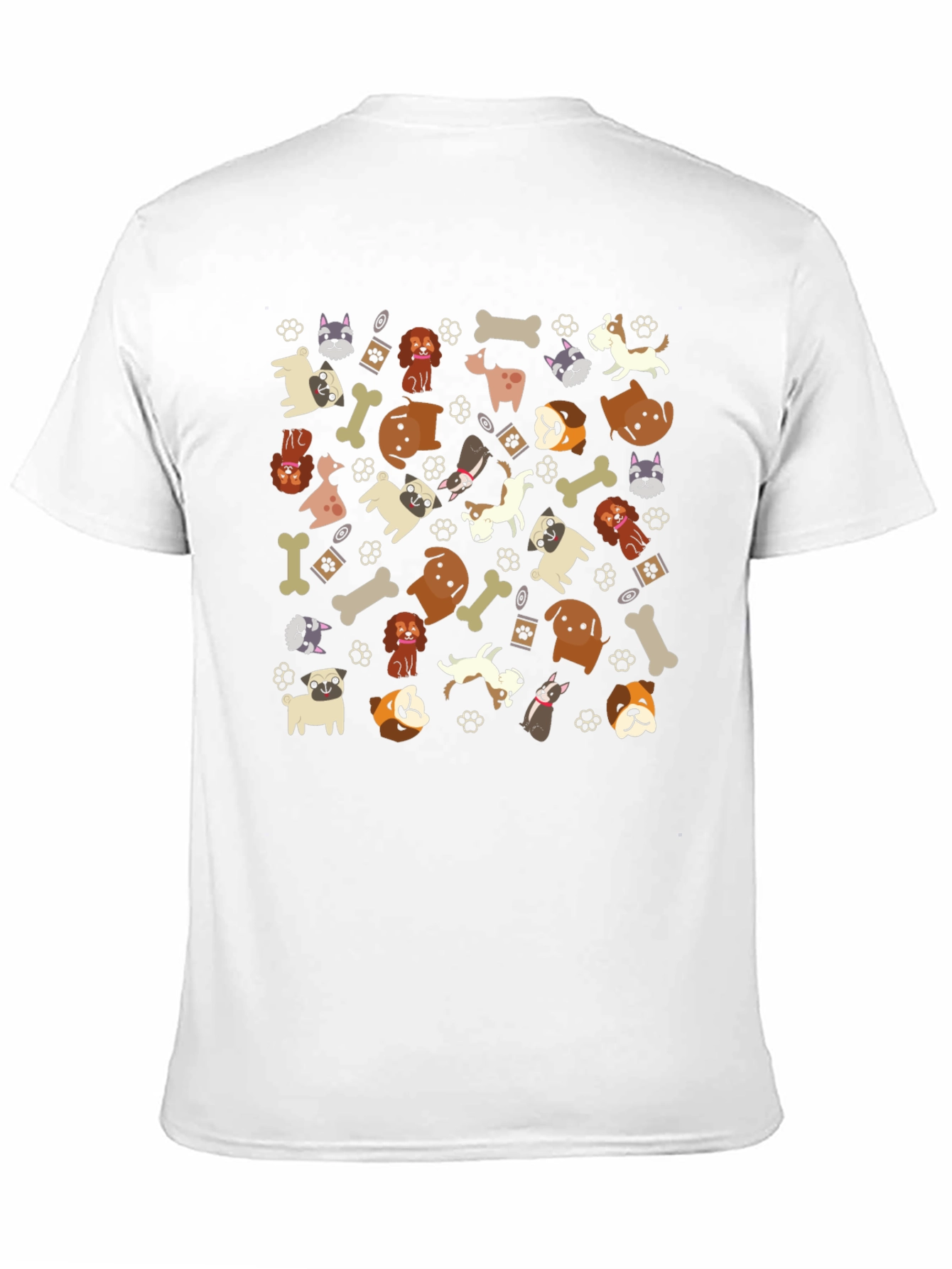 Dog Breed Pattern Black T-Shirt