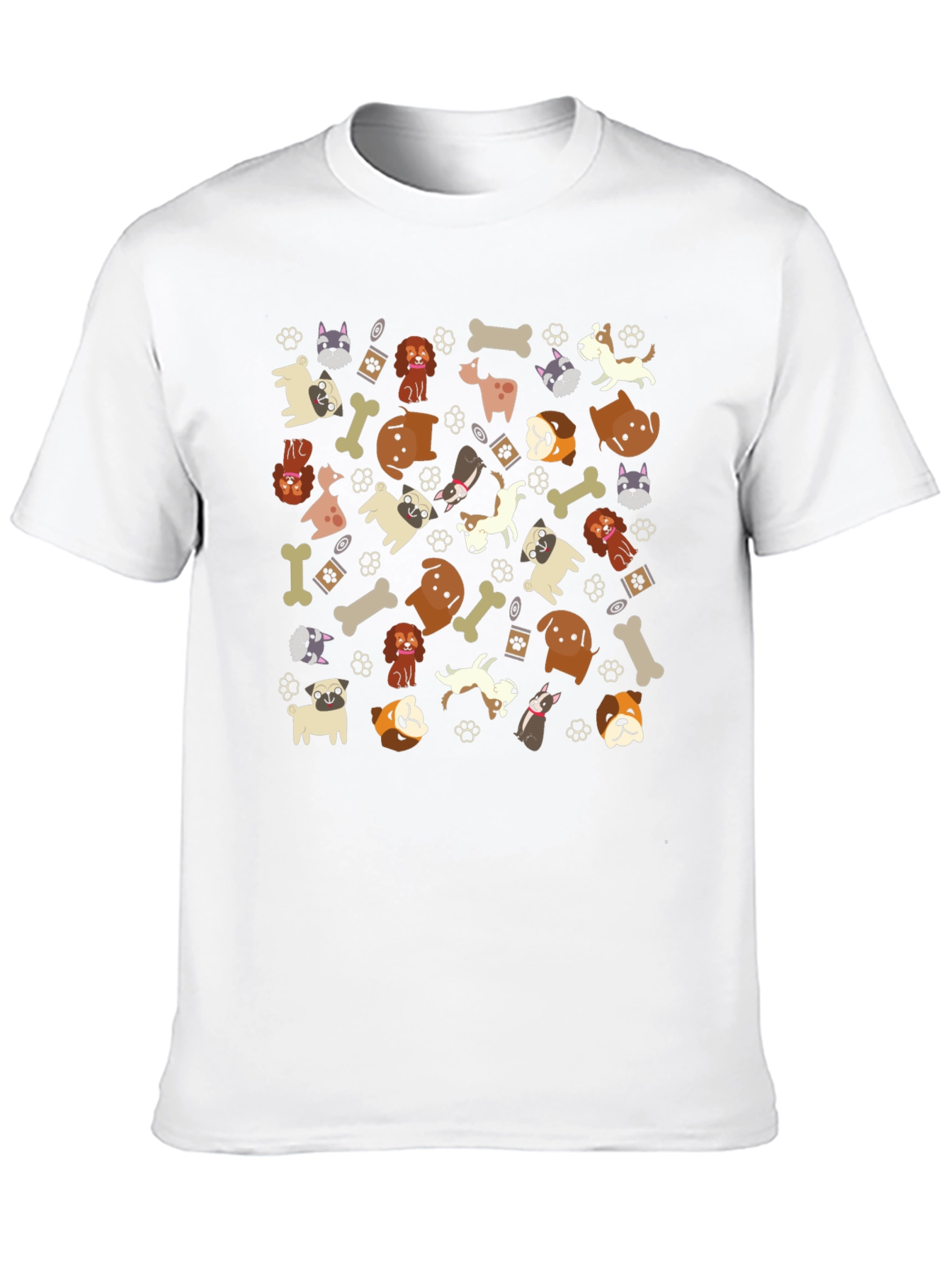 Dog Breed Pattern Black T-Shirt