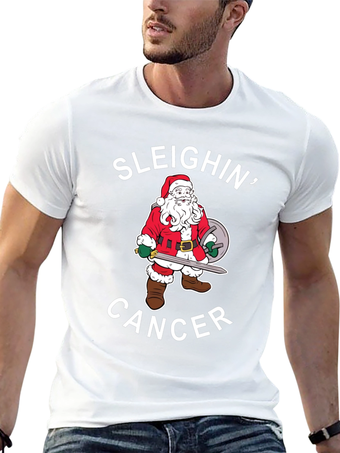 Sleighin Cancer Santa T-Shirt