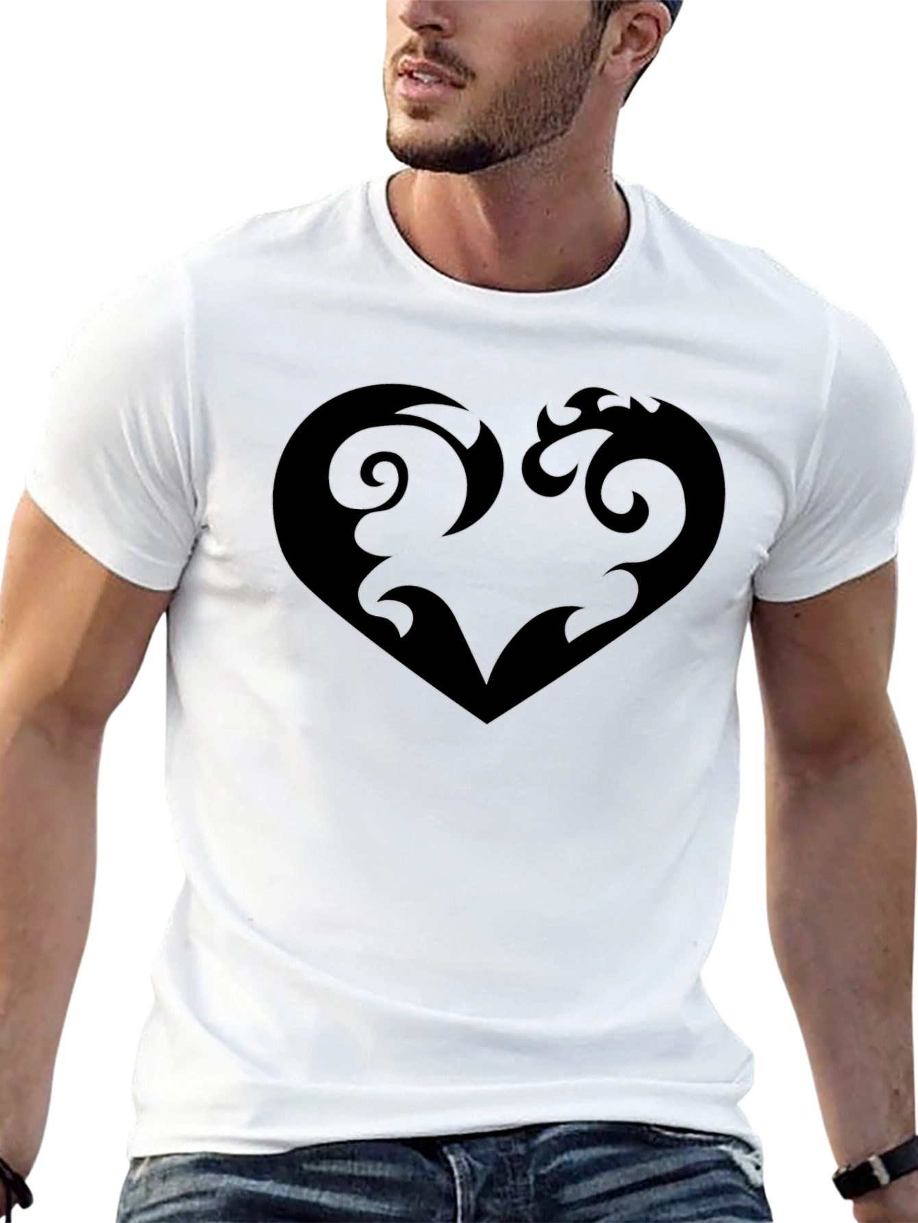 Stylish Black T-Shirt with Heart Graphic
