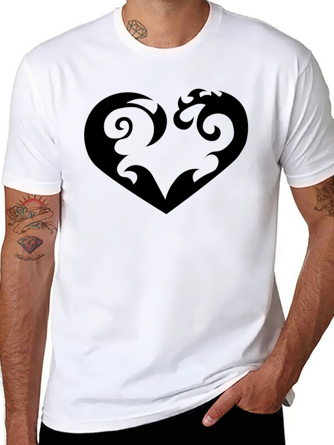 Stylish Black T-Shirt with Heart Graphic