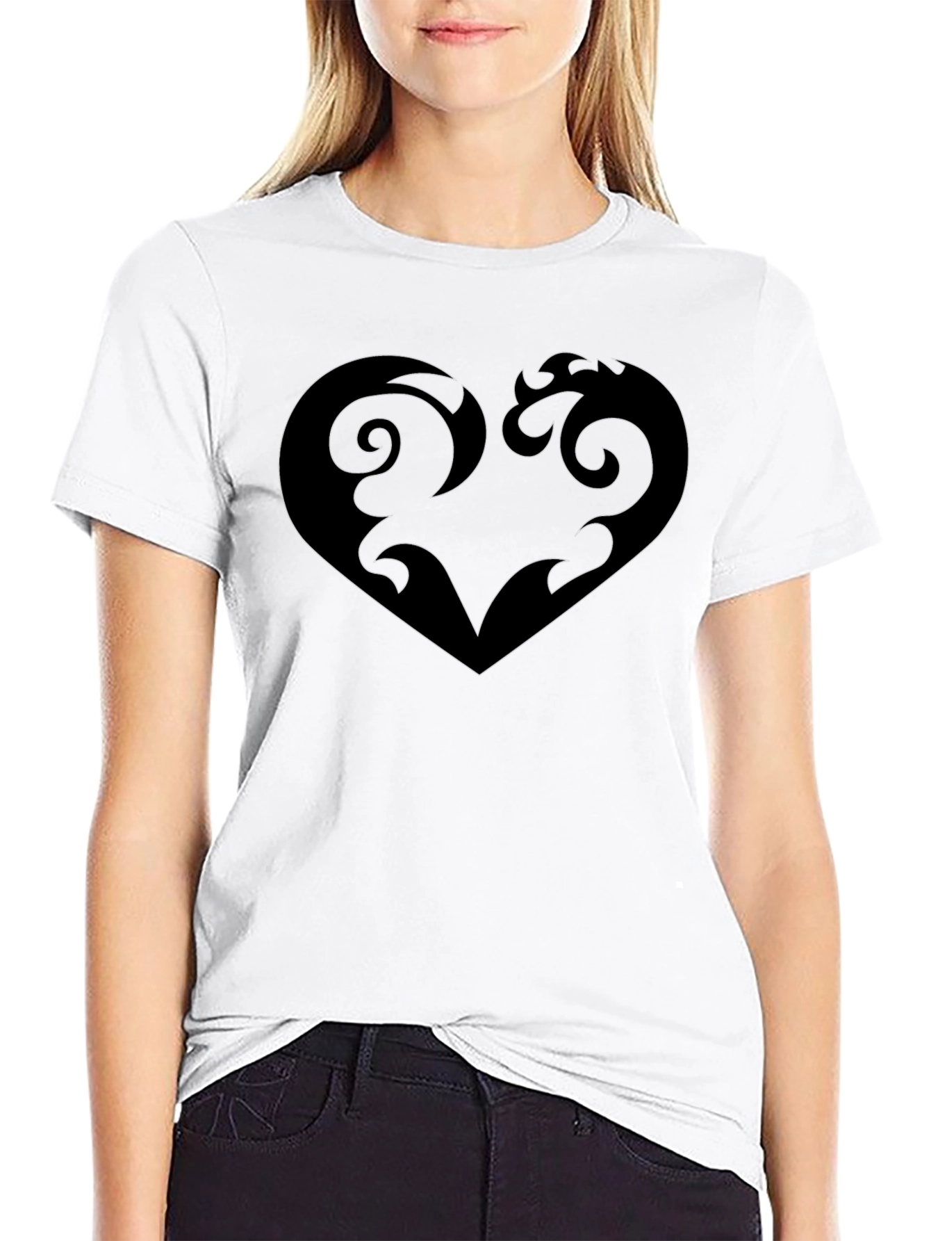 Stylish Black T-Shirt with Heart Graphic