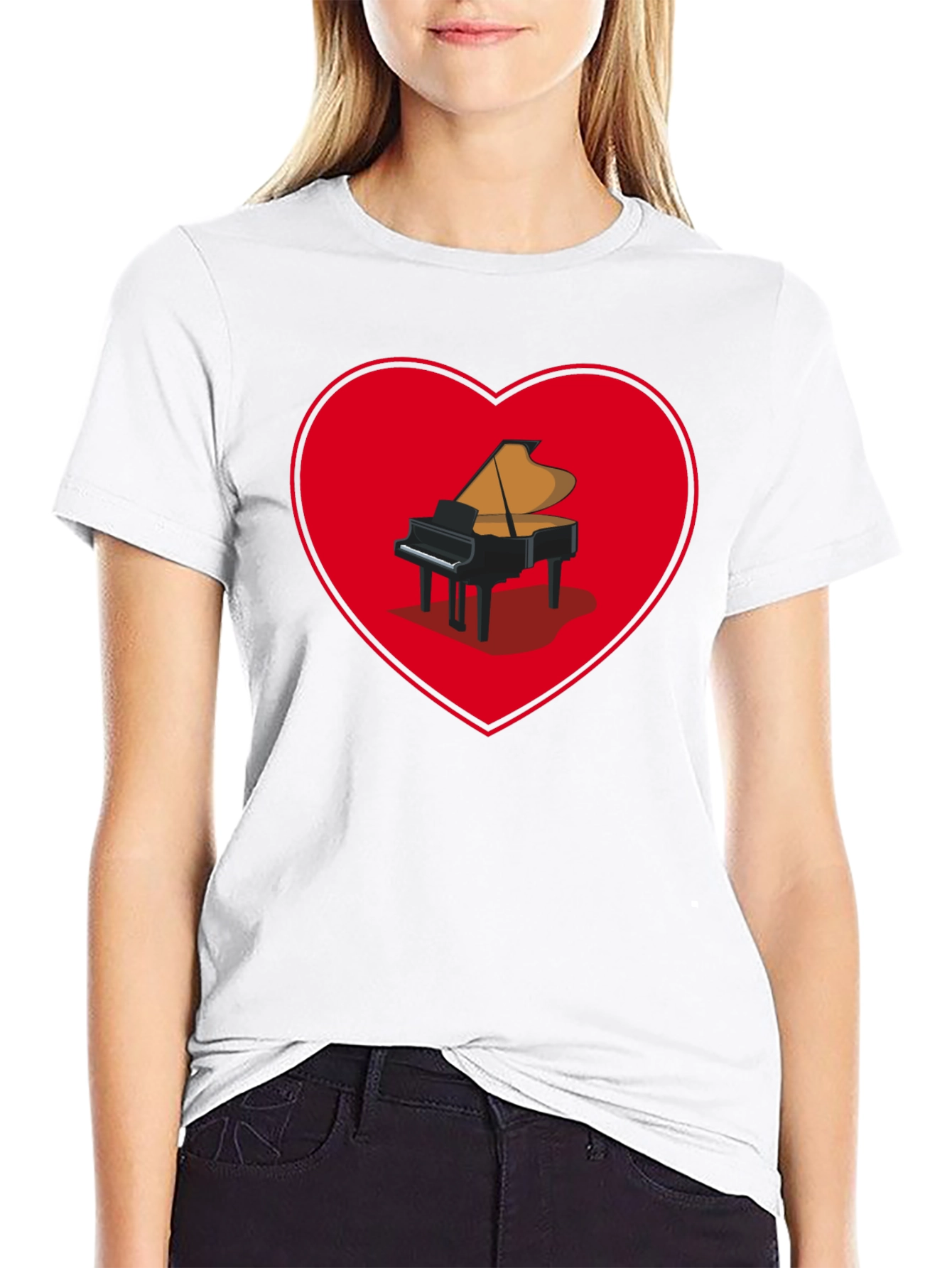 Piano Heart Graphic Tee - Music Lover Shirt