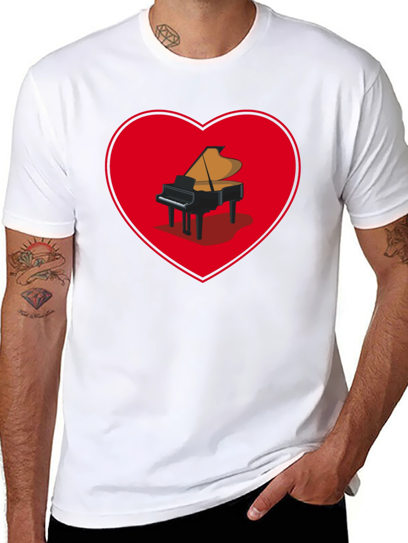 Piano Heart Graphic Tee - Music Lover Shirt