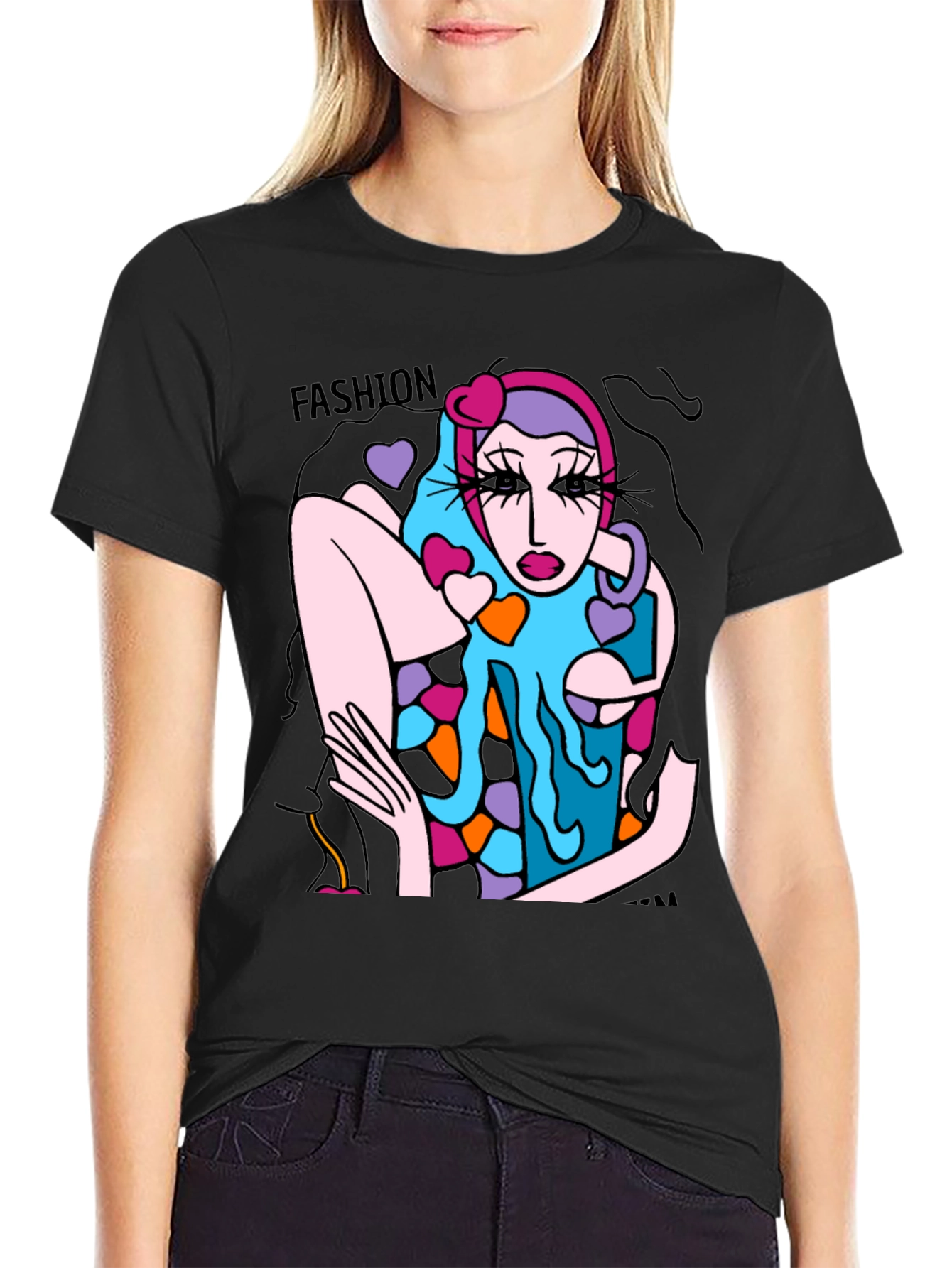 Fashion Model Graphic Tee - Unique Art T-Shirt
