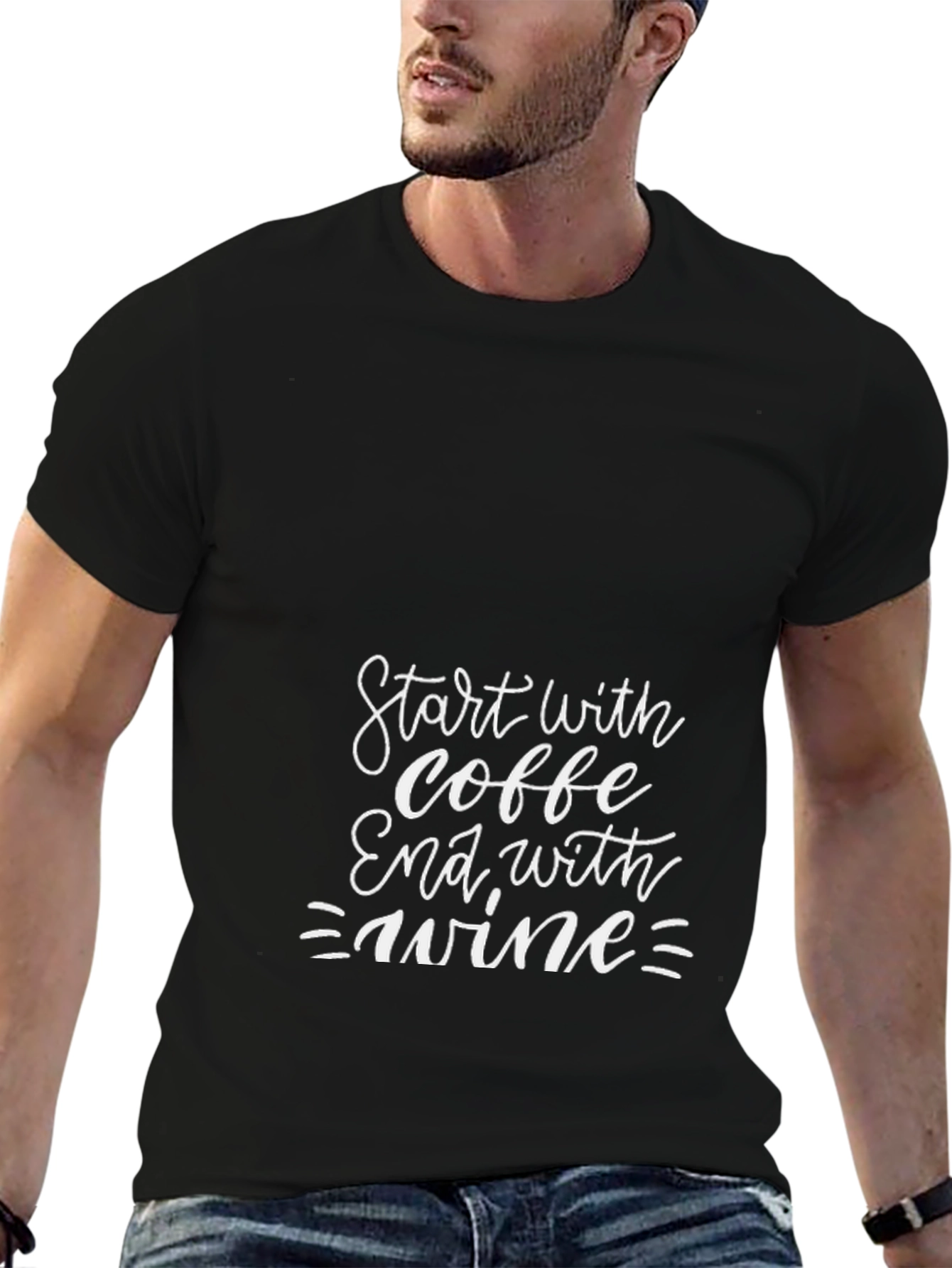 Coffee Then Wine Graphic T-Shirt