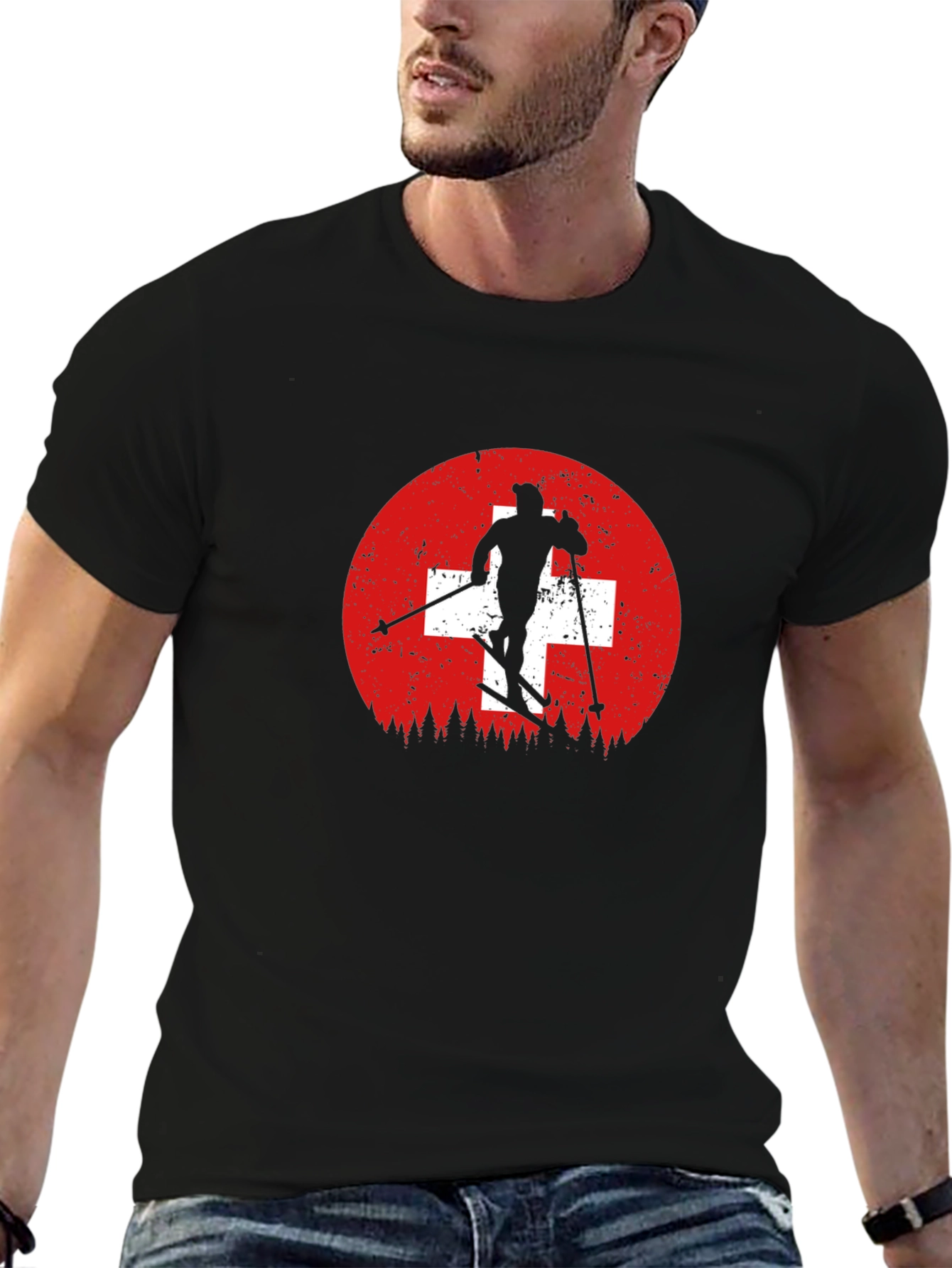 Swiss Skier T-Shirt - Mountain Adventure
