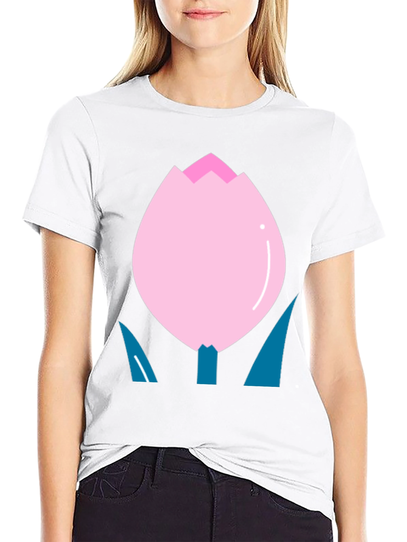 Pink Tulip Graphic T-Shirt - Soft Cotton Blend
