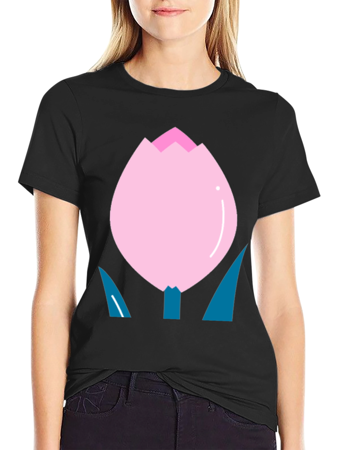Pink Tulip Graphic T-Shirt - Soft Cotton Blend