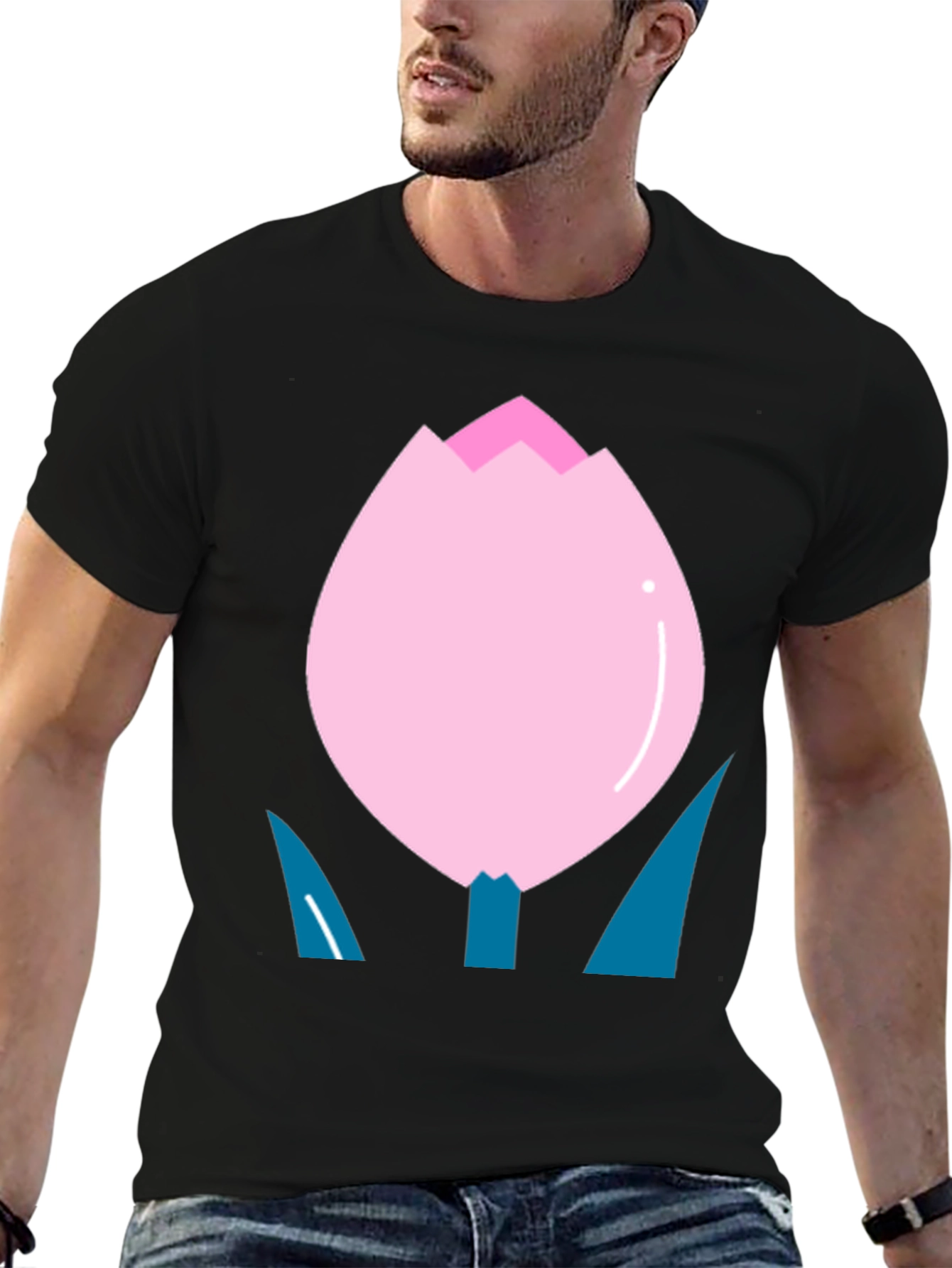 Pink Tulip Graphic T-Shirt - Soft Cotton Blend