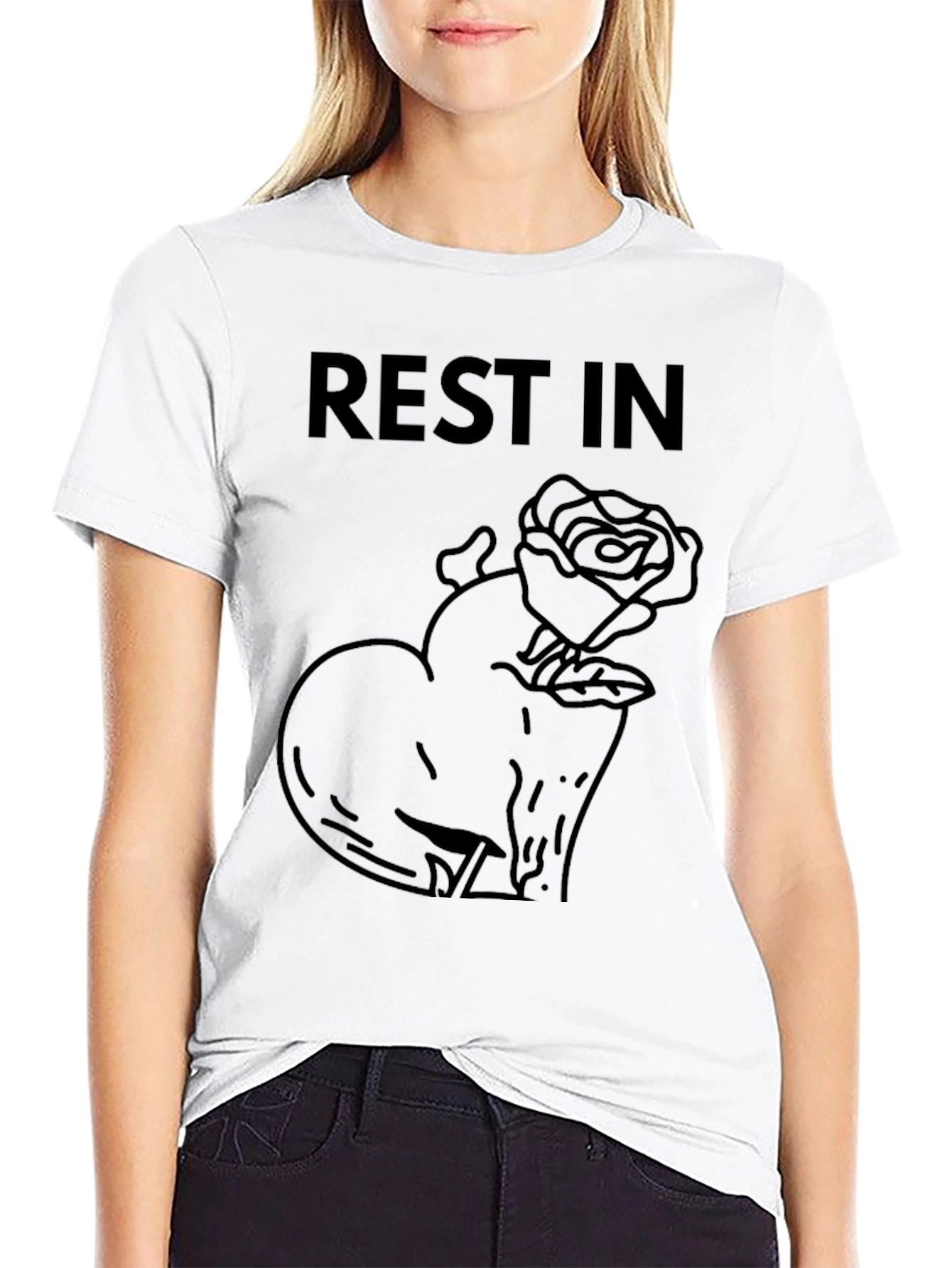 Rest In Rose Heart T-Shirt - Black Graphic Tee