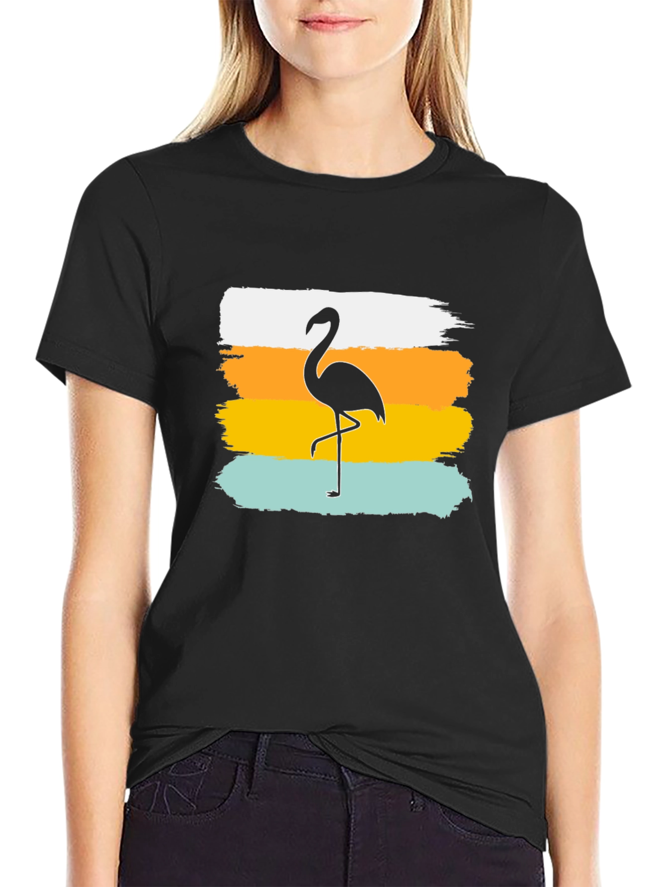 Flamingo Silhouette T-Shirt - Black Tee