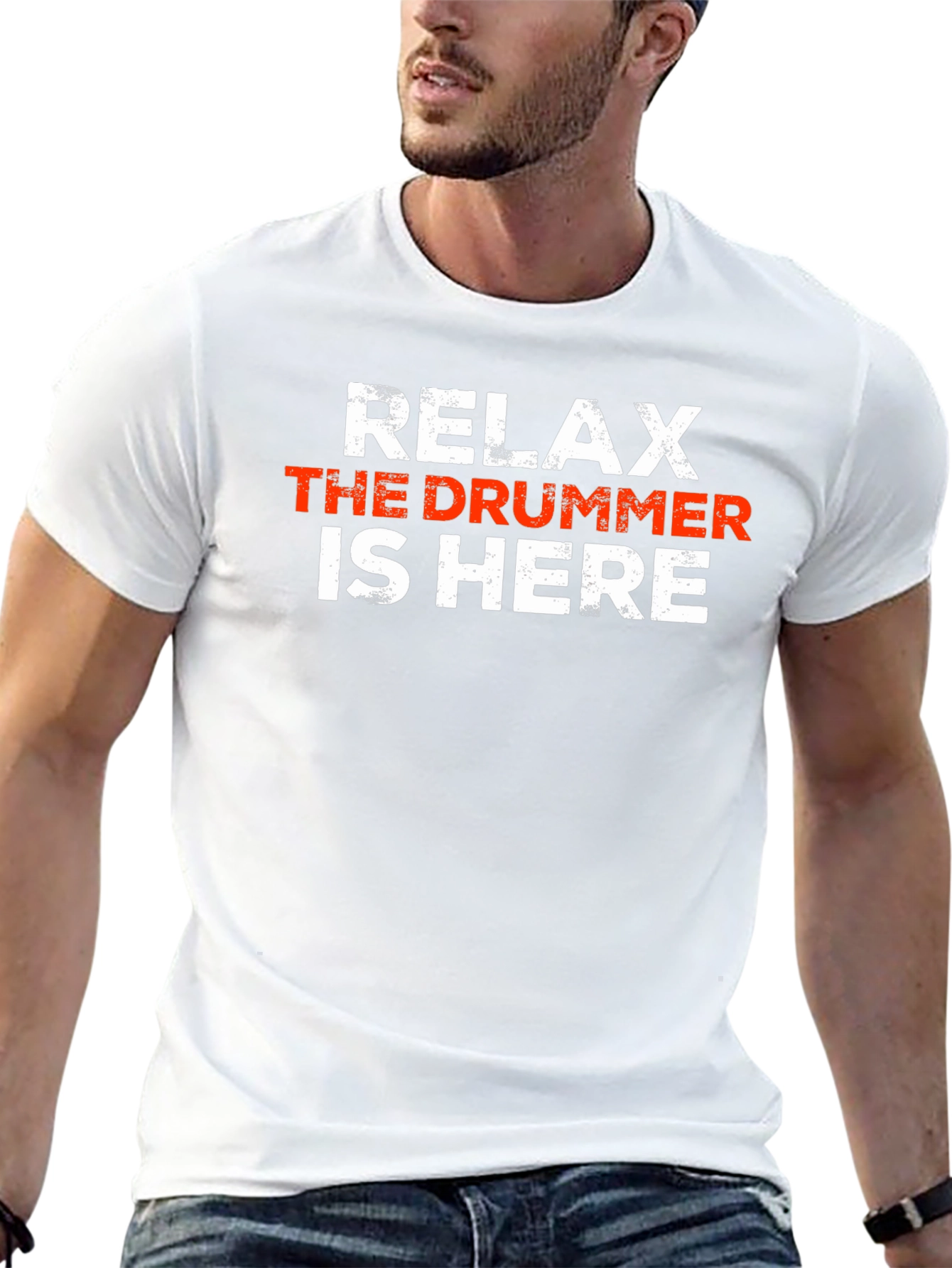 Relax The Drummer Is Here - Black Graphic T-Shirt