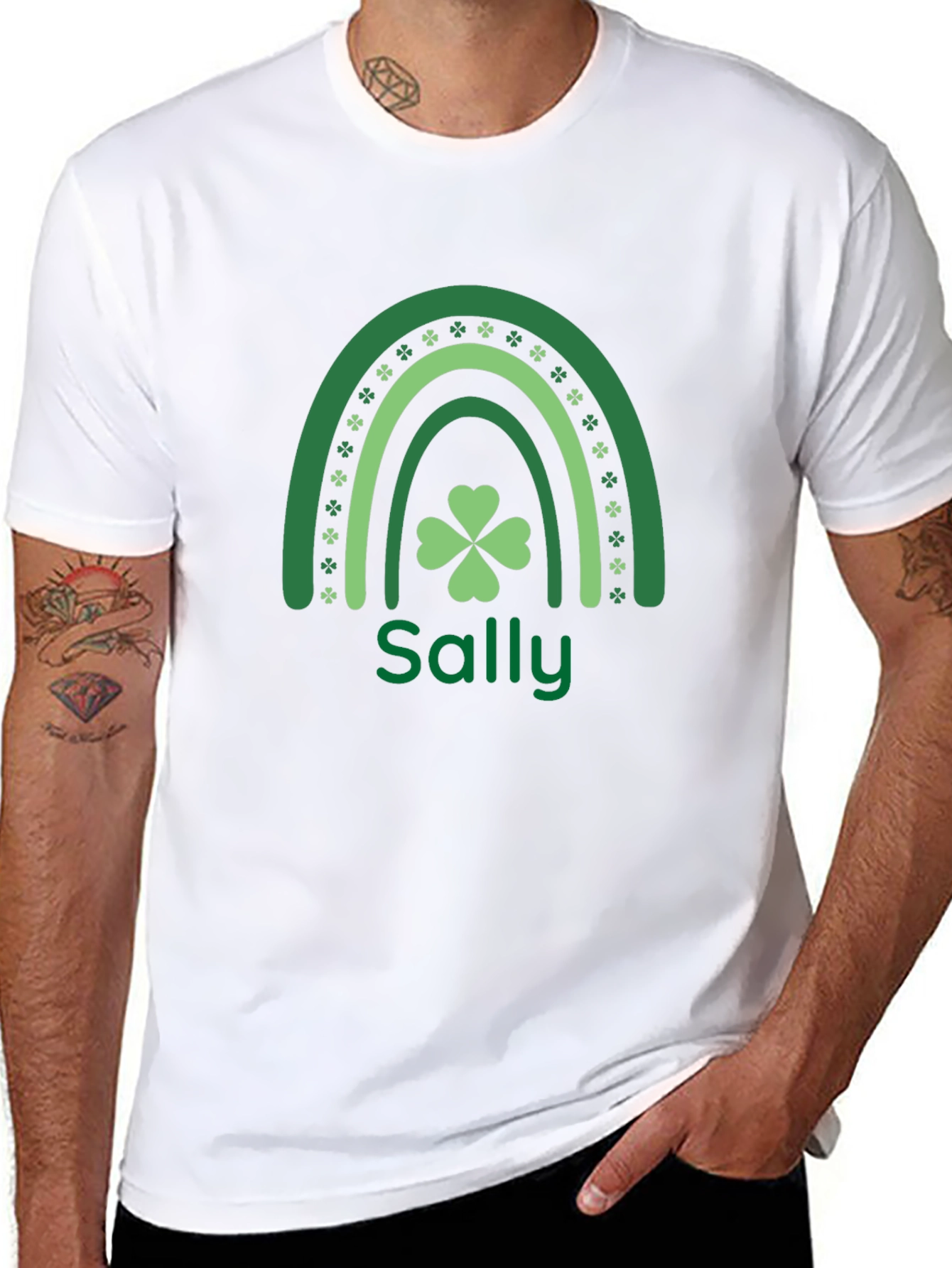 Personalized Sally St. Patricks Day Rainbow T-Shirt