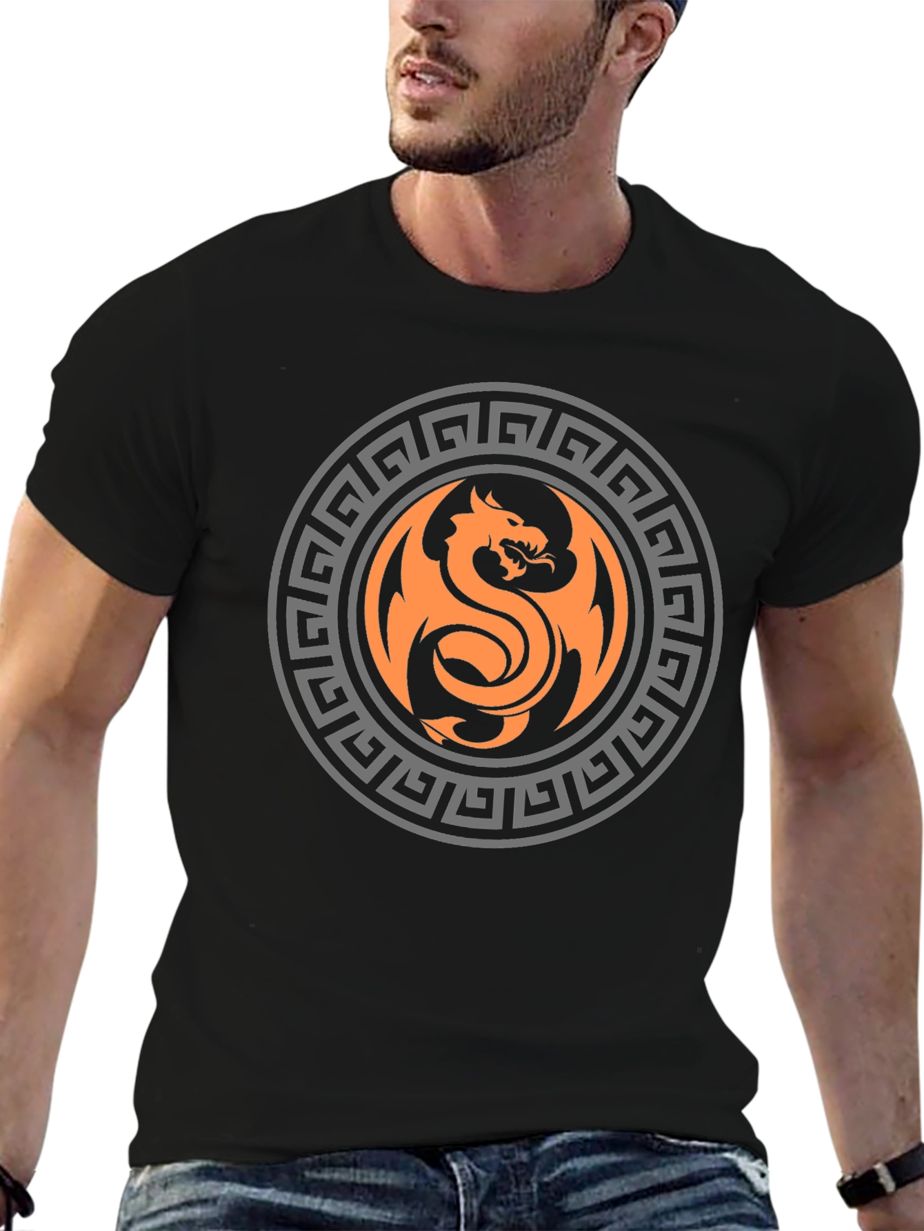 Dragon Circle Graphic Print T-Shirt - Bold & Stylish