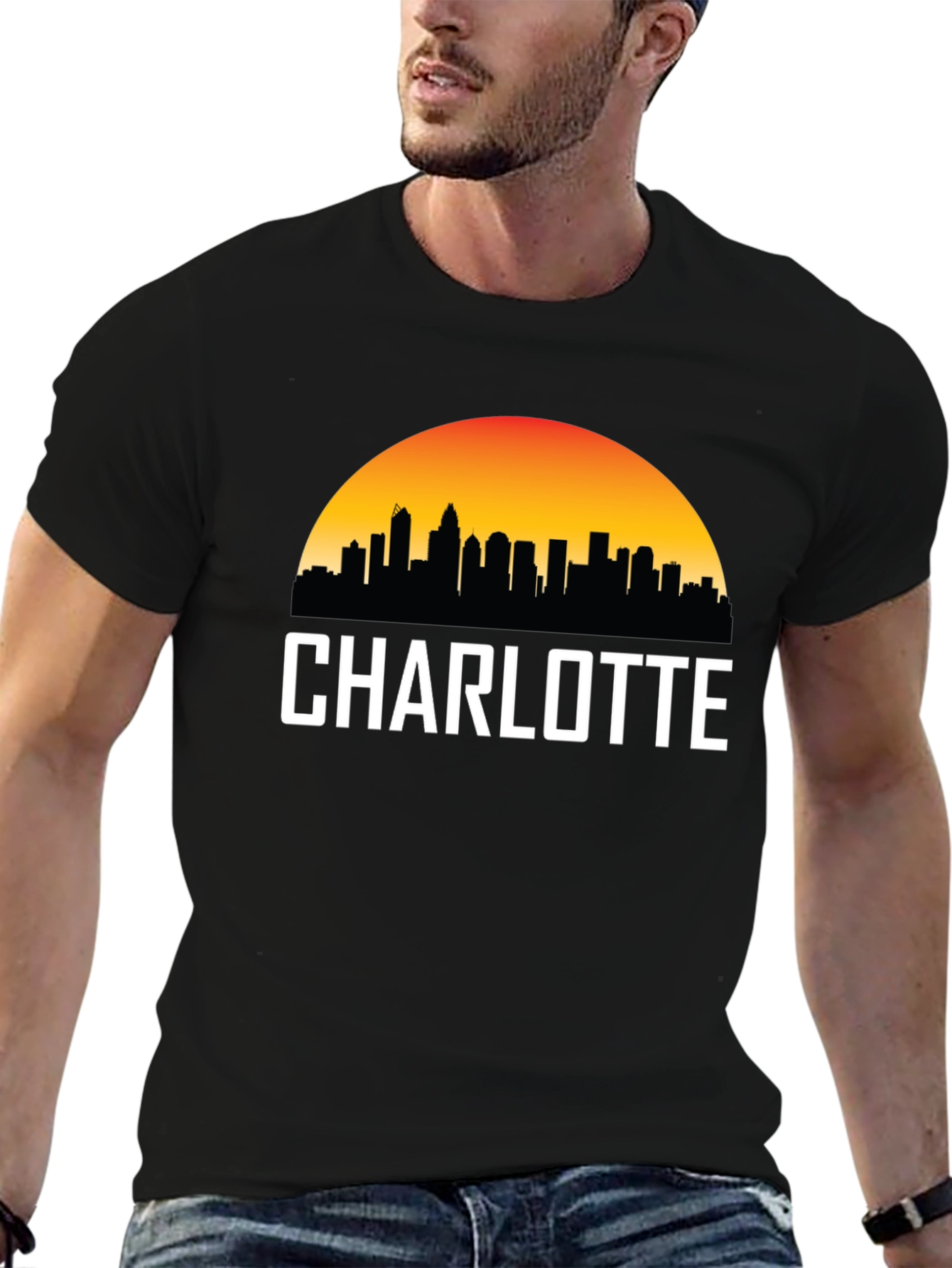 Charlotte Skyline Black T-Shirt