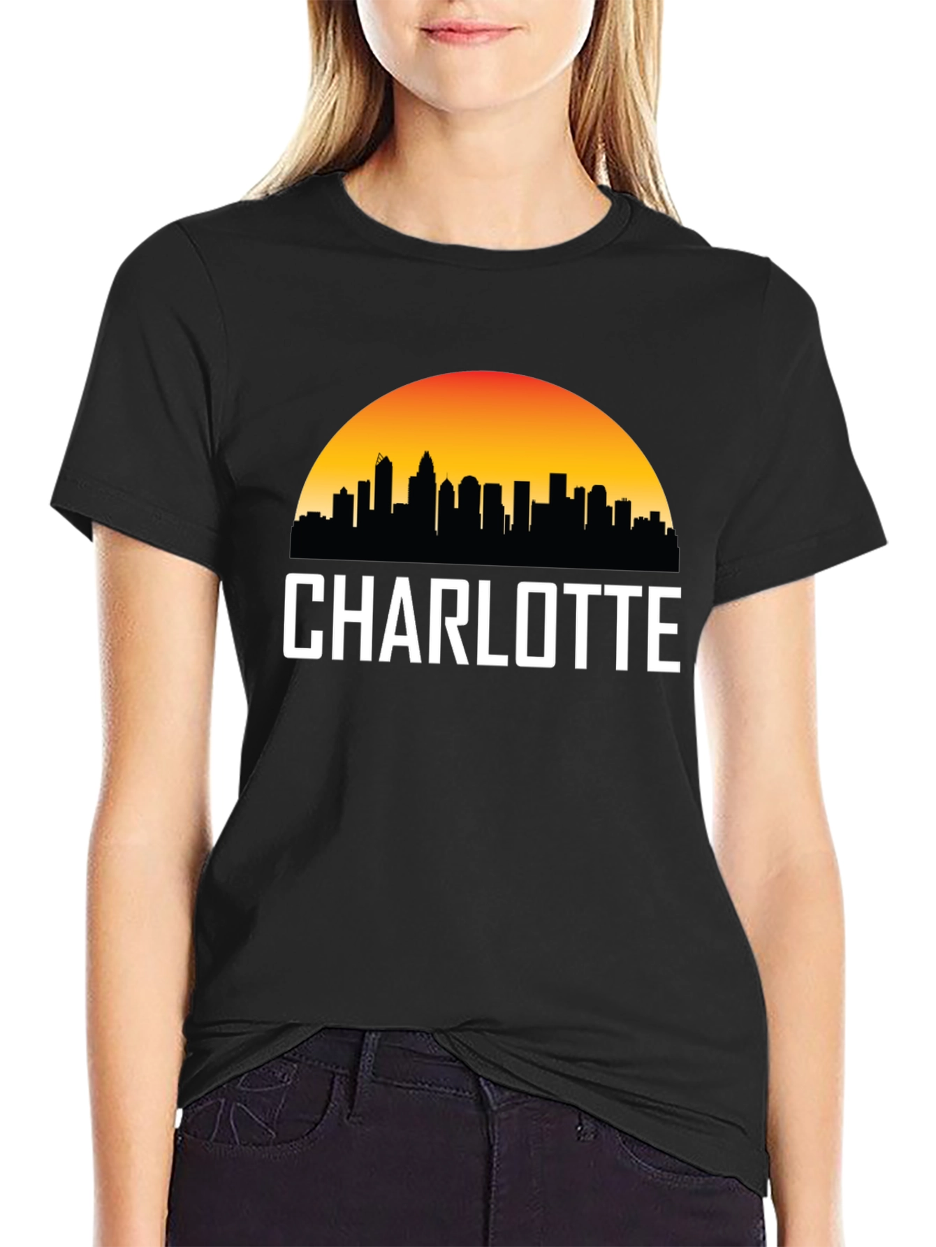 Charlotte Skyline Black T-Shirt