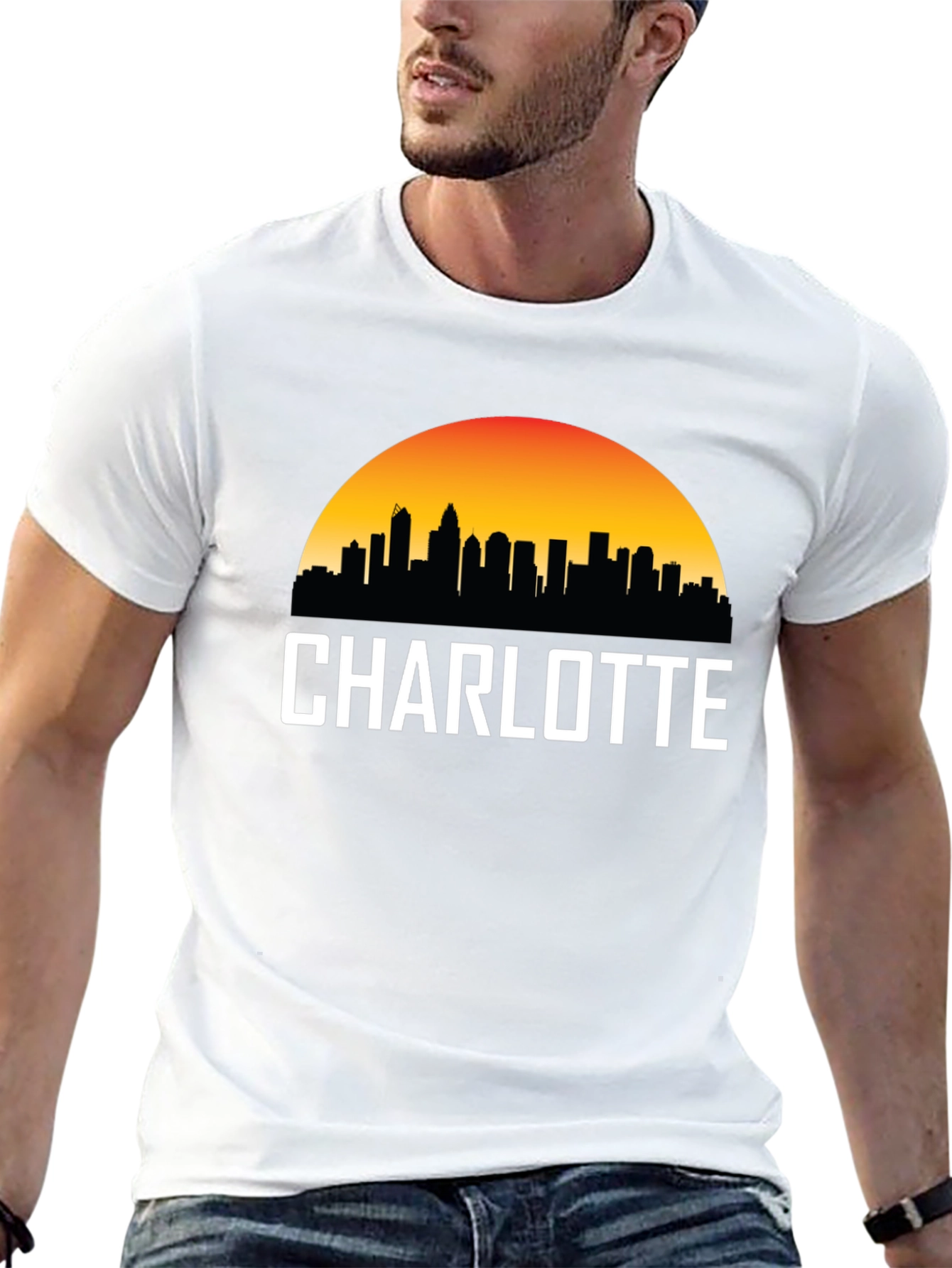 Charlotte Skyline Black T-Shirt