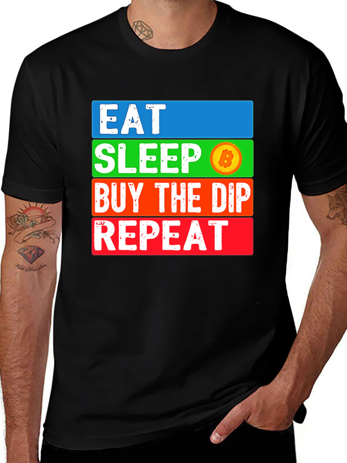 Eat Sleep Bitcoin Dip Repeat T-Shirt Crypto HODL