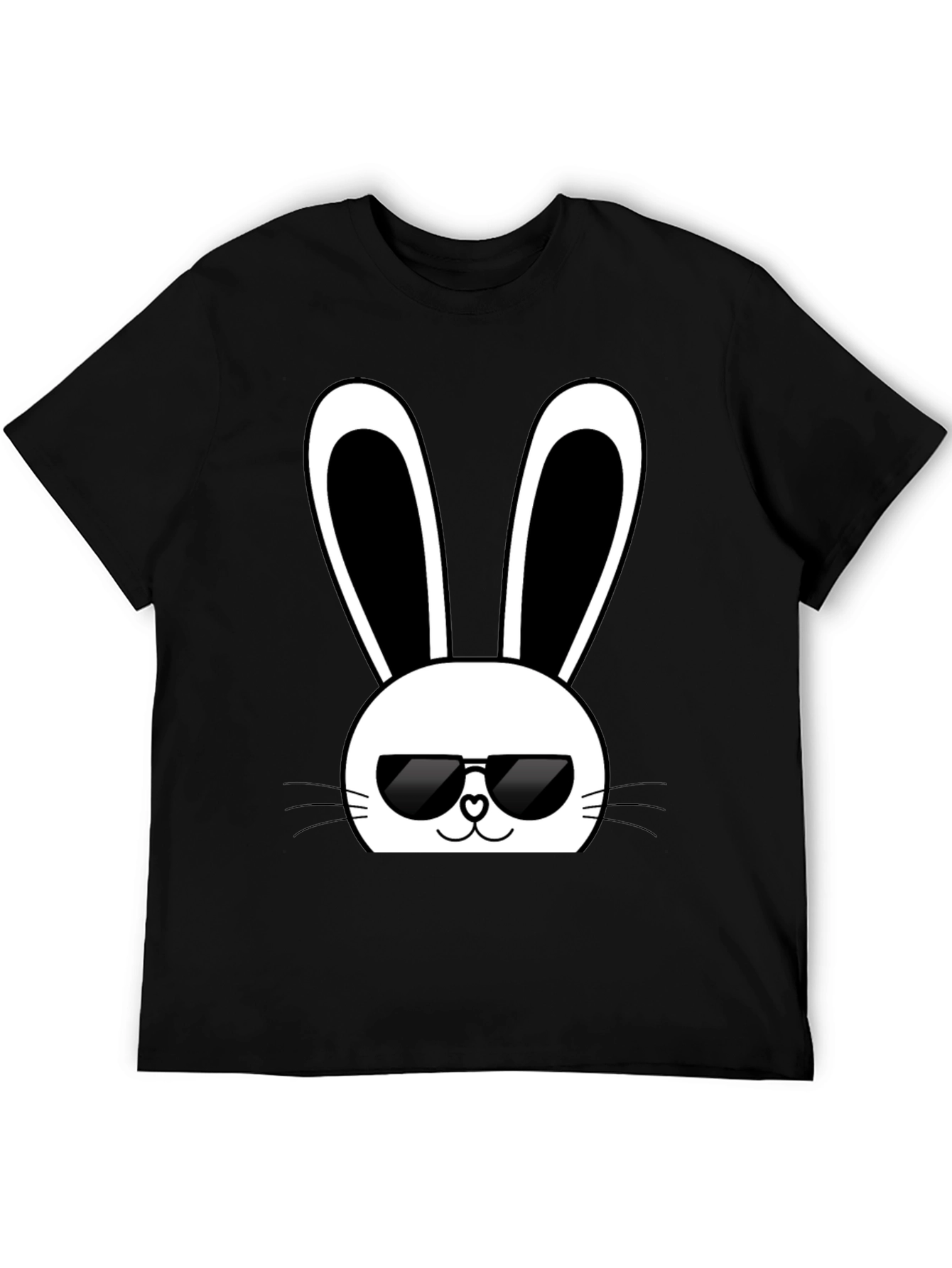 Cool Bunny Graphic Tee - Black Cotton T-Shirt