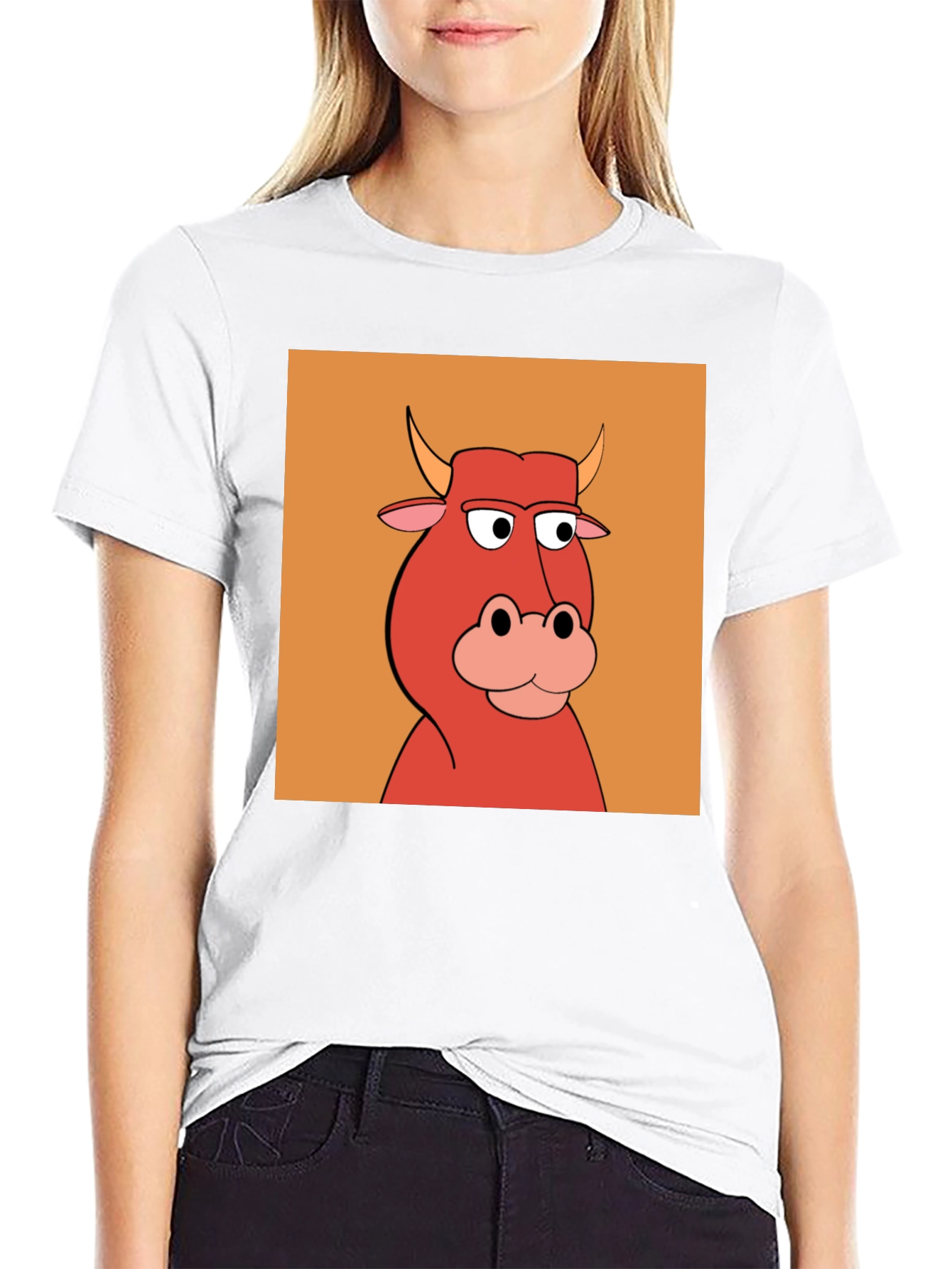Cartoon Bull Graphic Tee - Unique Animal Design
