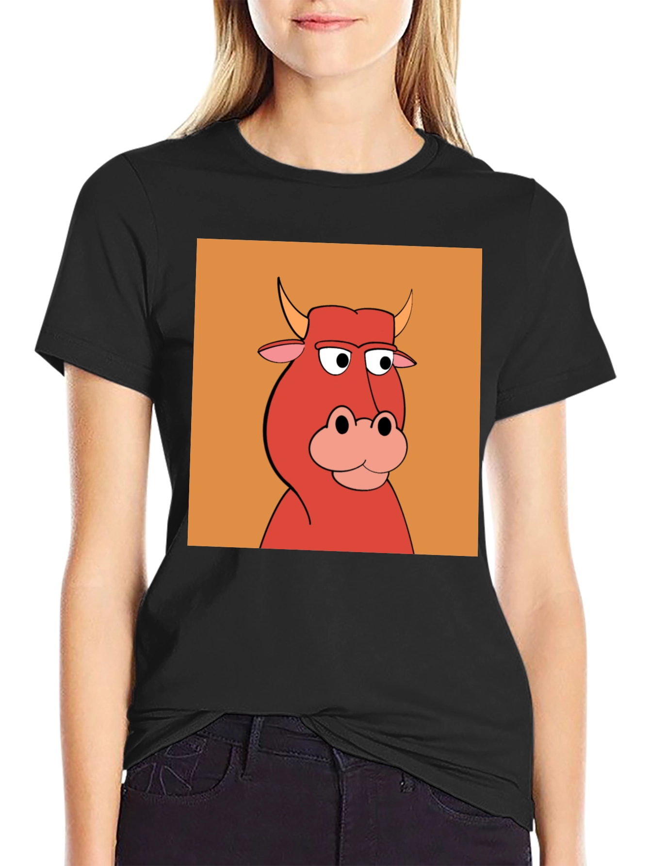 Cartoon Bull Graphic Tee - Unique Animal Design