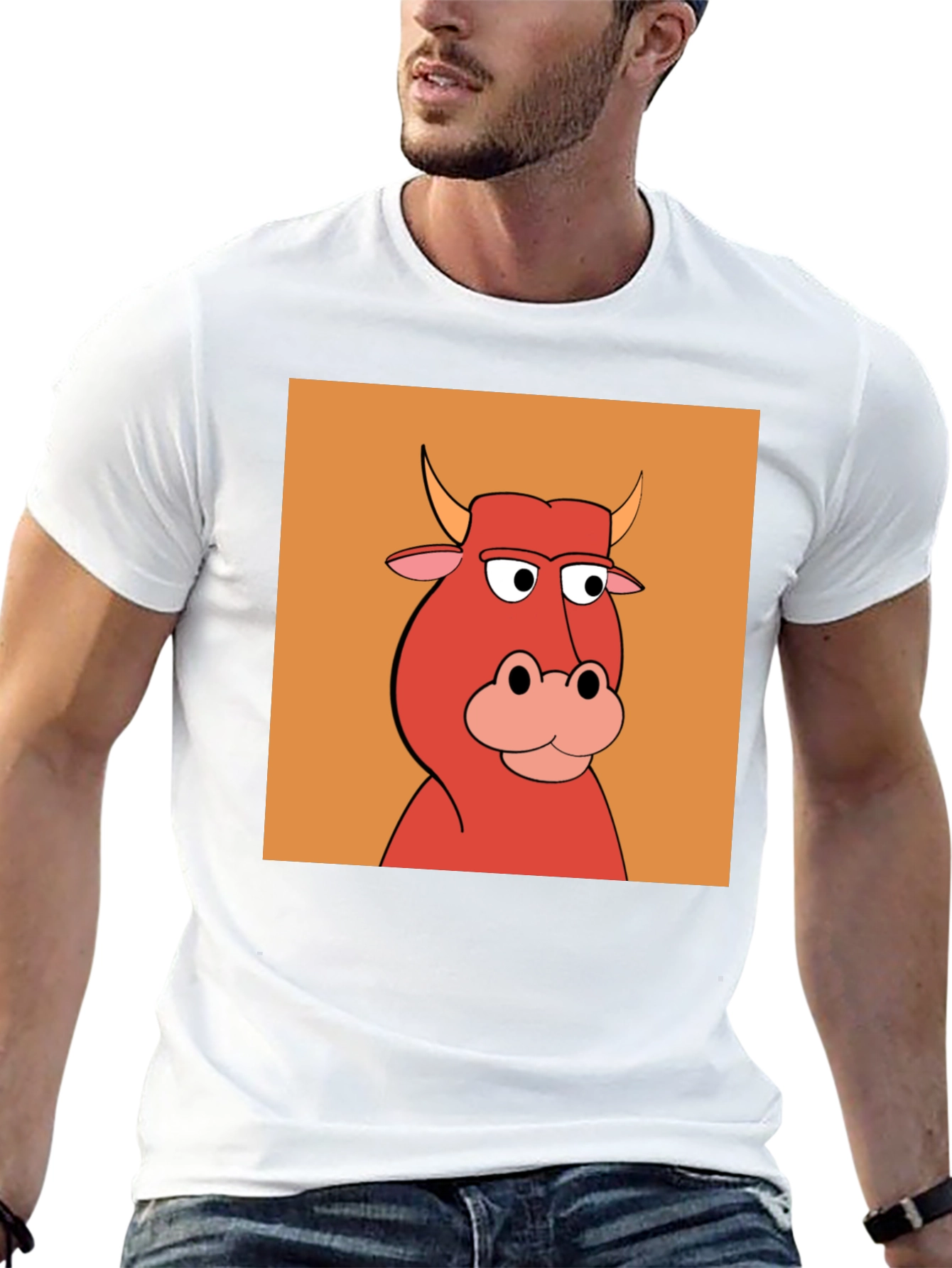 Cartoon Bull Graphic Tee - Unique Animal Design