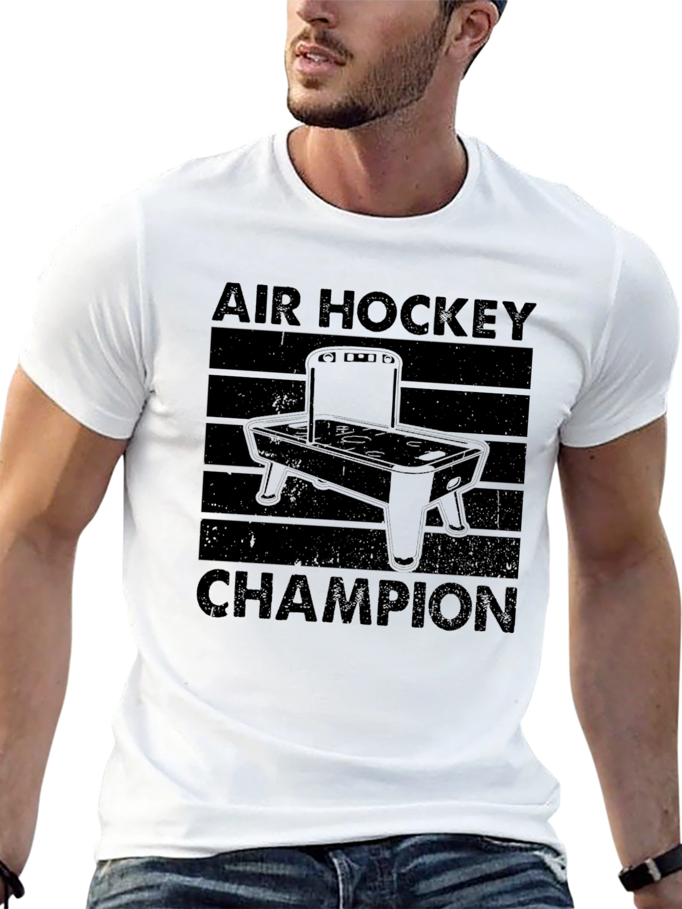 Air Hockey Champion Black Graphic Tee