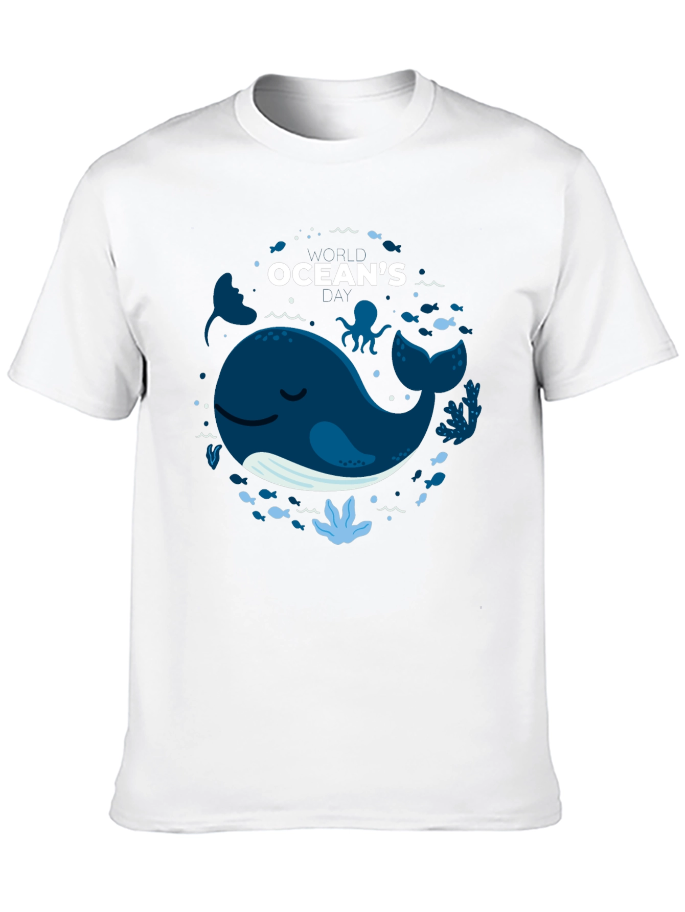Oceans Whale Graphic Print Black T-Shirt