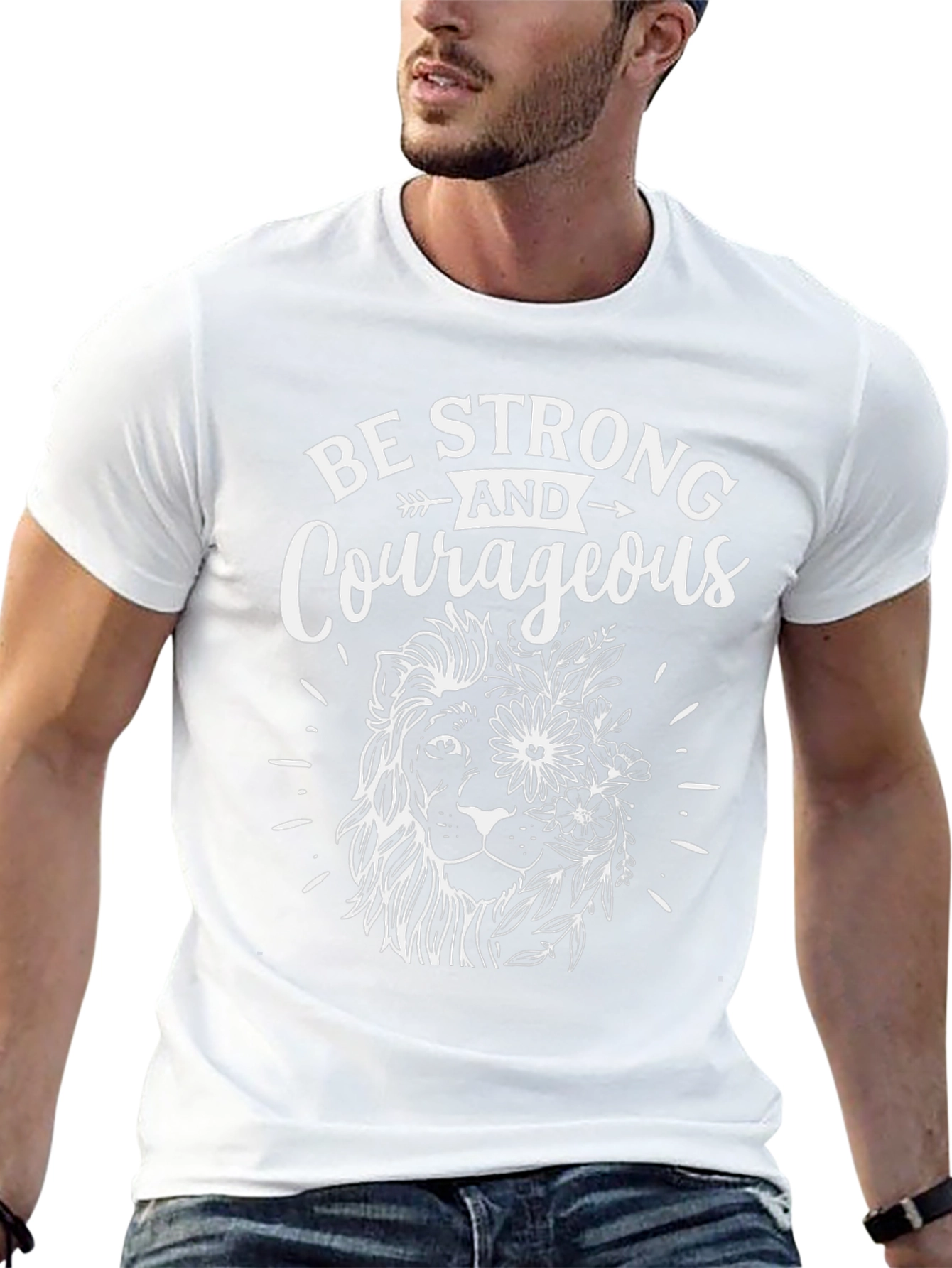 Be Strong & Courageous Lion Graphic Tee