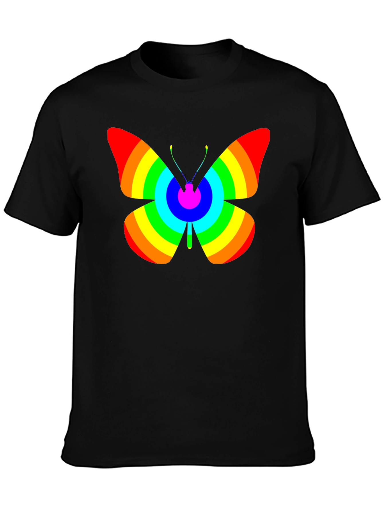 Rainbow Butterfly Graphic Tee - Classic Black T-Shirt