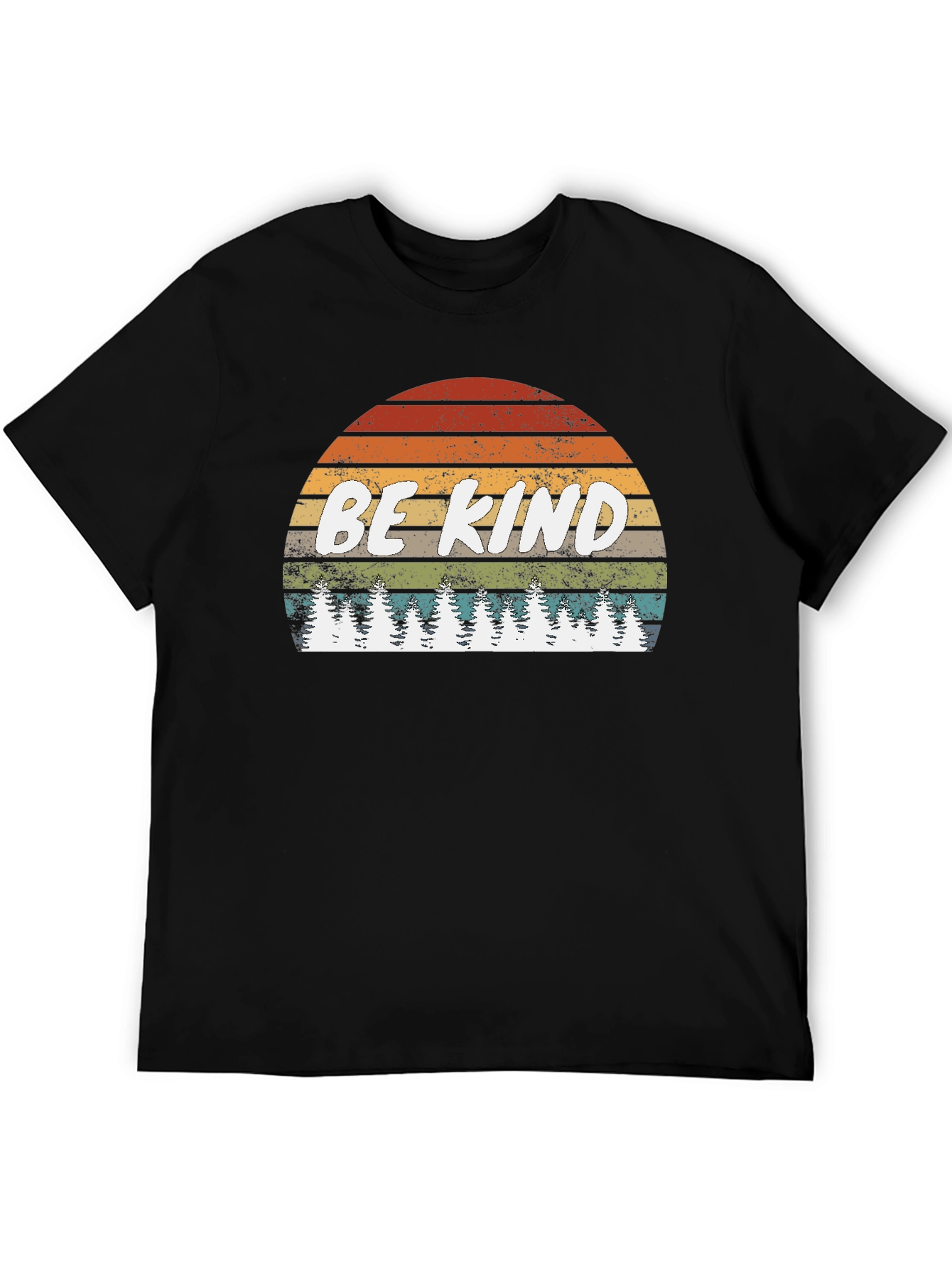 Be Kind Graphic Tee - Retro Sunset & Trees