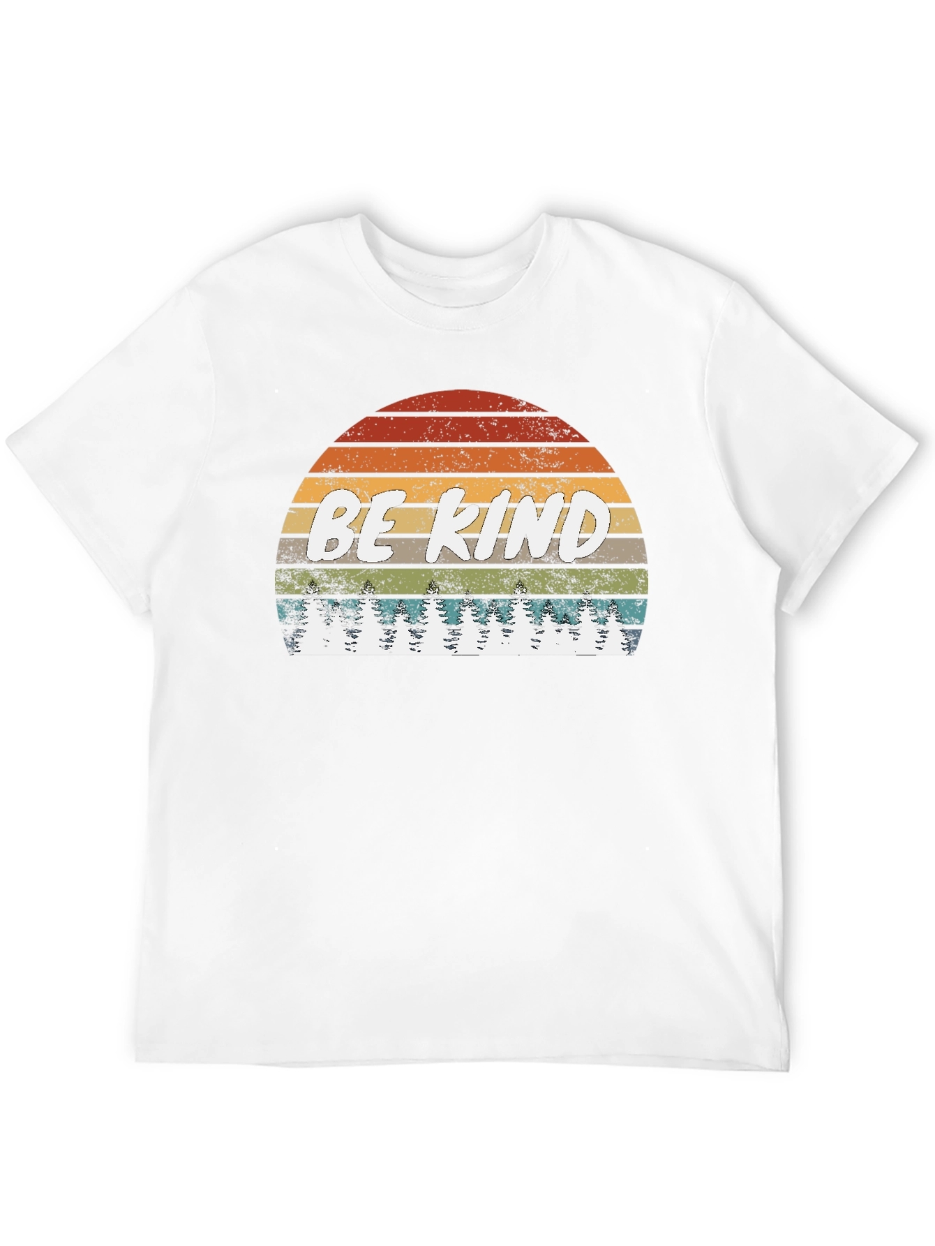 Be Kind Graphic Tee - Retro Sunset & Trees