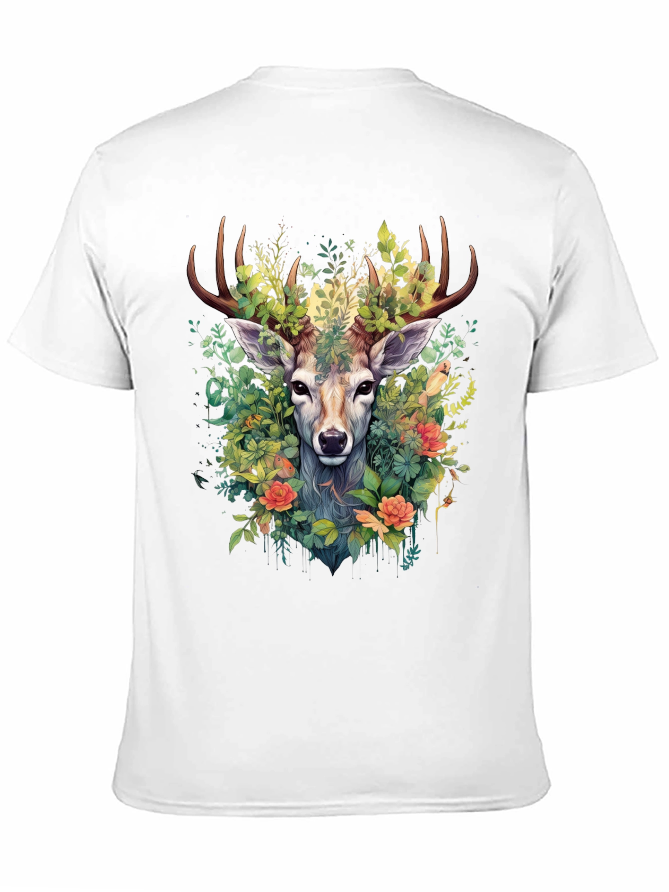 Botanical Deer Graphic Tee - Nature Inspired Design