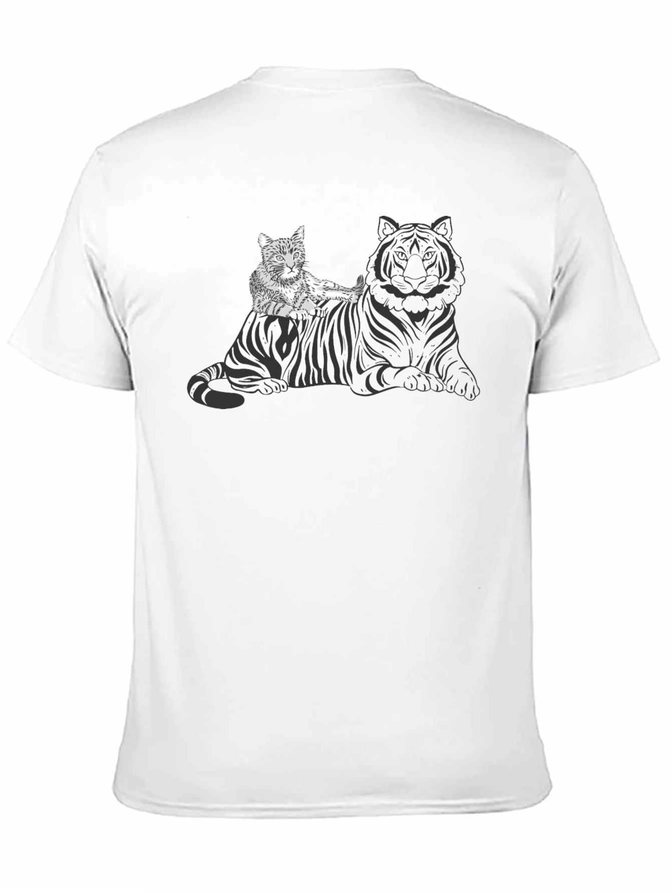 Cat Riding Tiger Graphic Tee - Unique Design