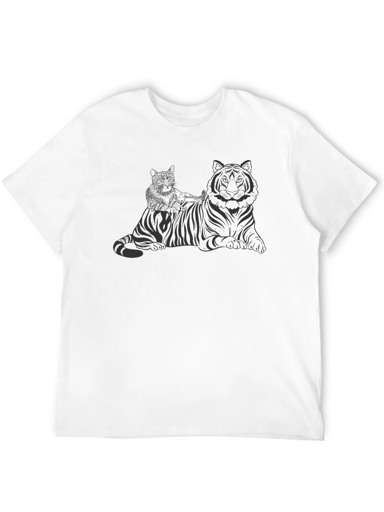 Cat Riding Tiger Graphic Tee - Unique Design