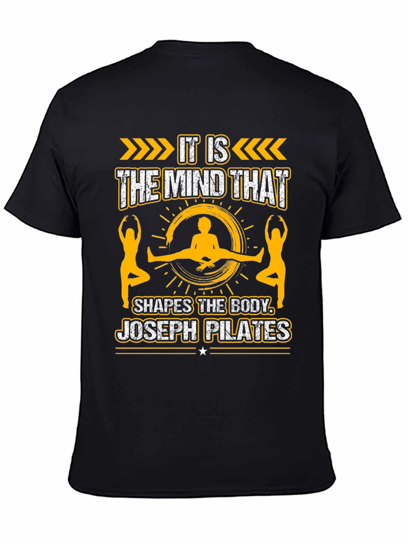 Pilates Mind Shapes Body Black Graphic Tee