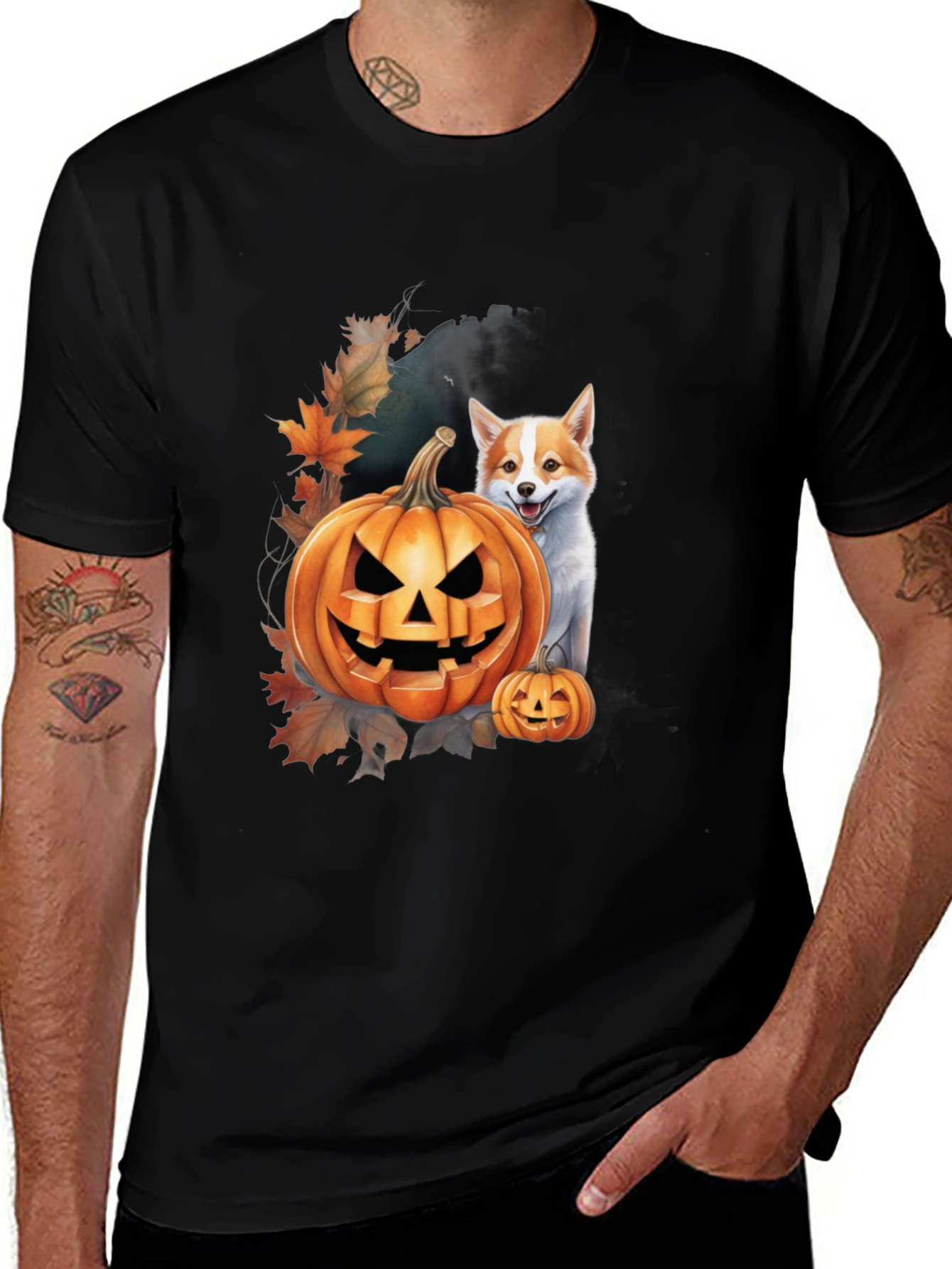 Halloween Dog & Pumpkin T-Shirt