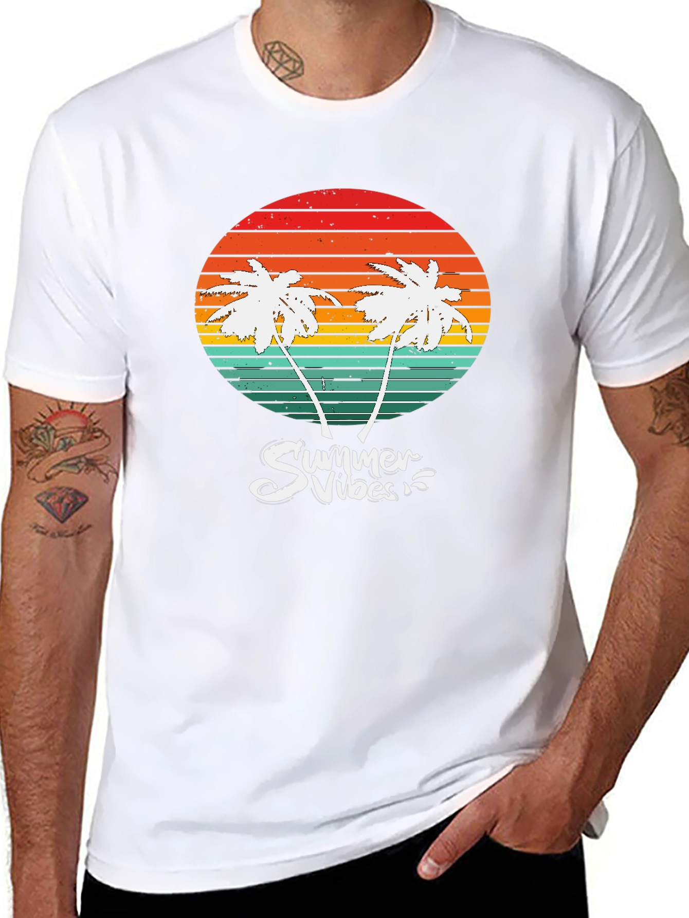 Summer Vibes Palm Tree Graphic T-Shirt