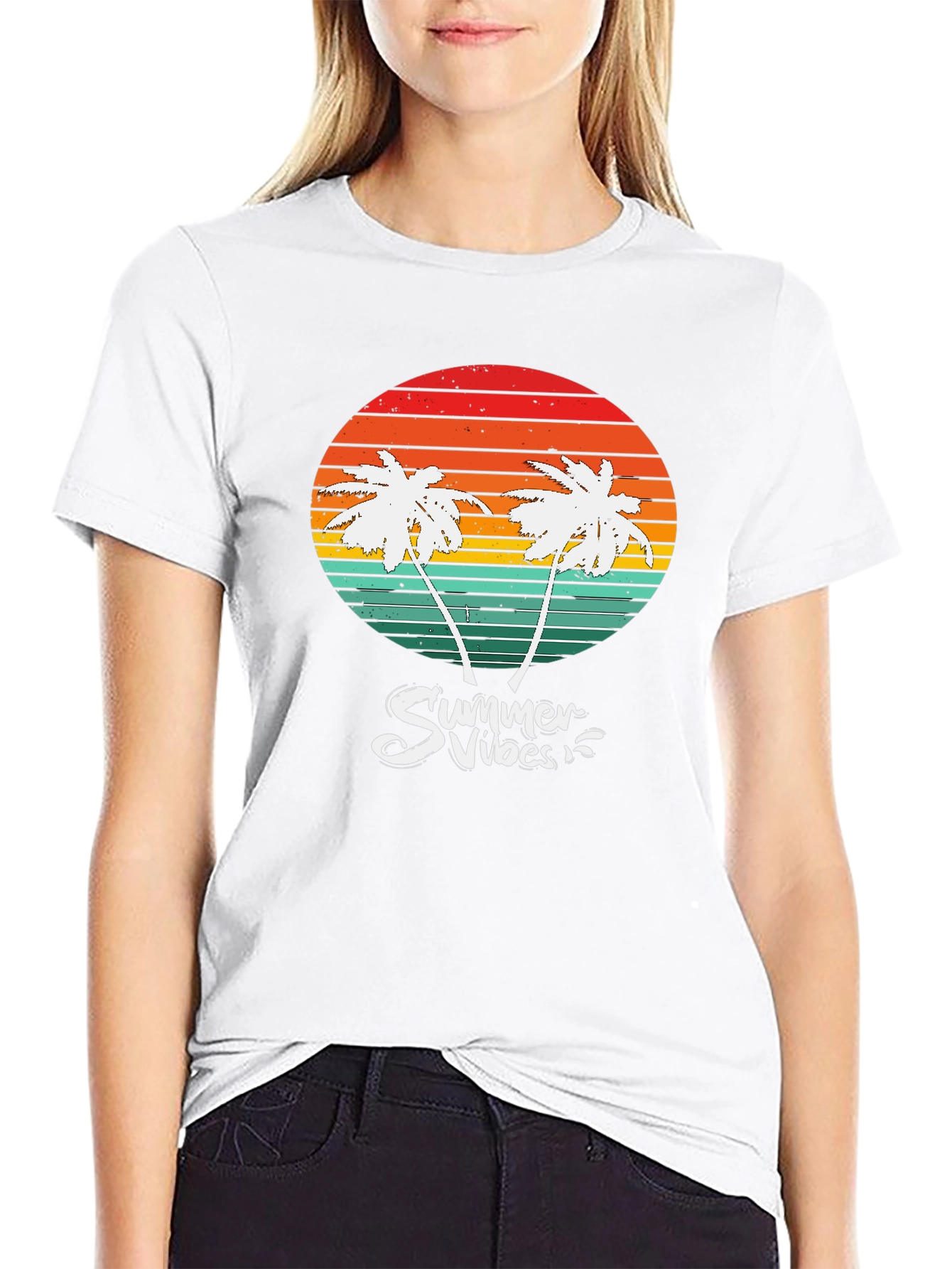 Summer Vibes Palm Tree Graphic T-Shirt